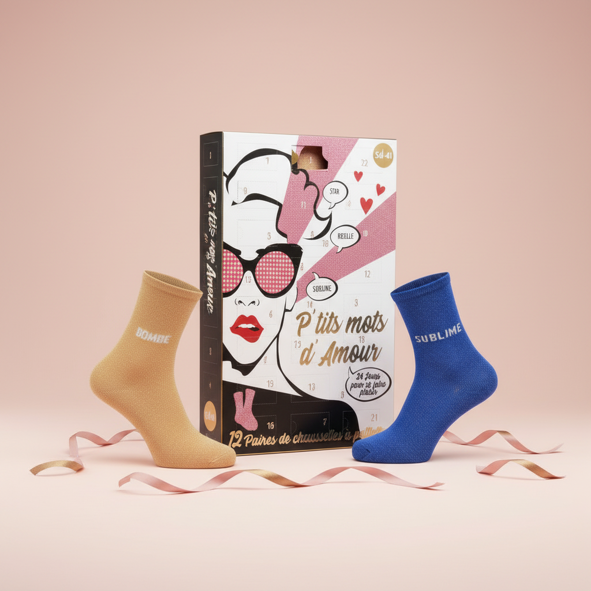 Voir la diapositive 5 : OZABI Ozabi chaussettes à paillettes calendrier de l'avent- coffret cadeau 12 paires