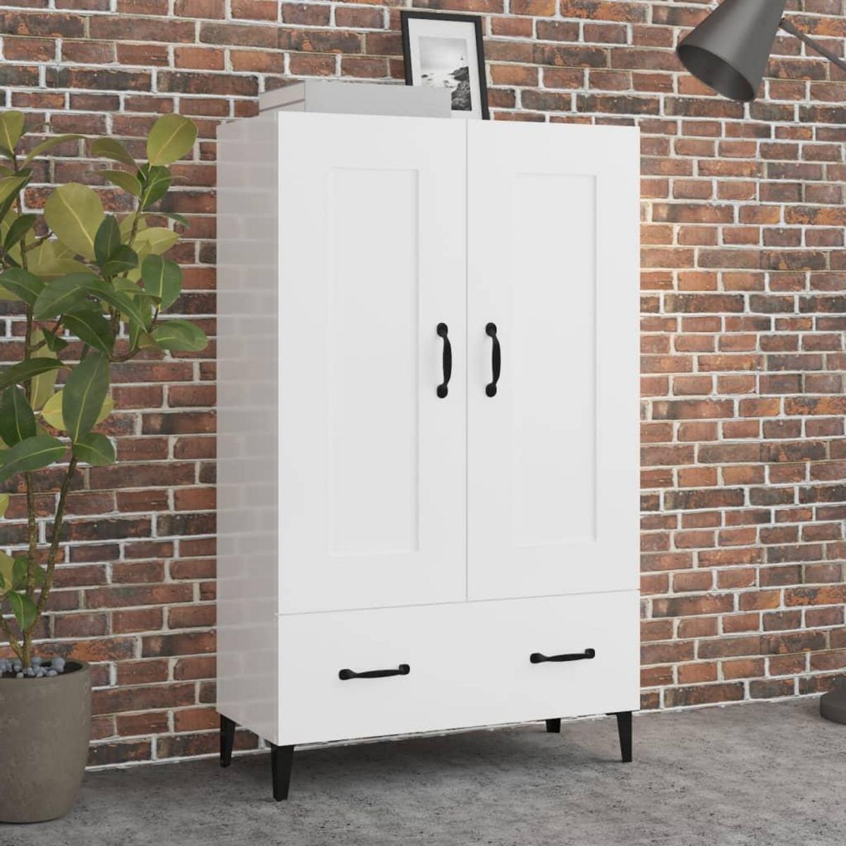 VIDAXL Buffet Blanc brillant 70x31x115 cm Bois d'ingenierie