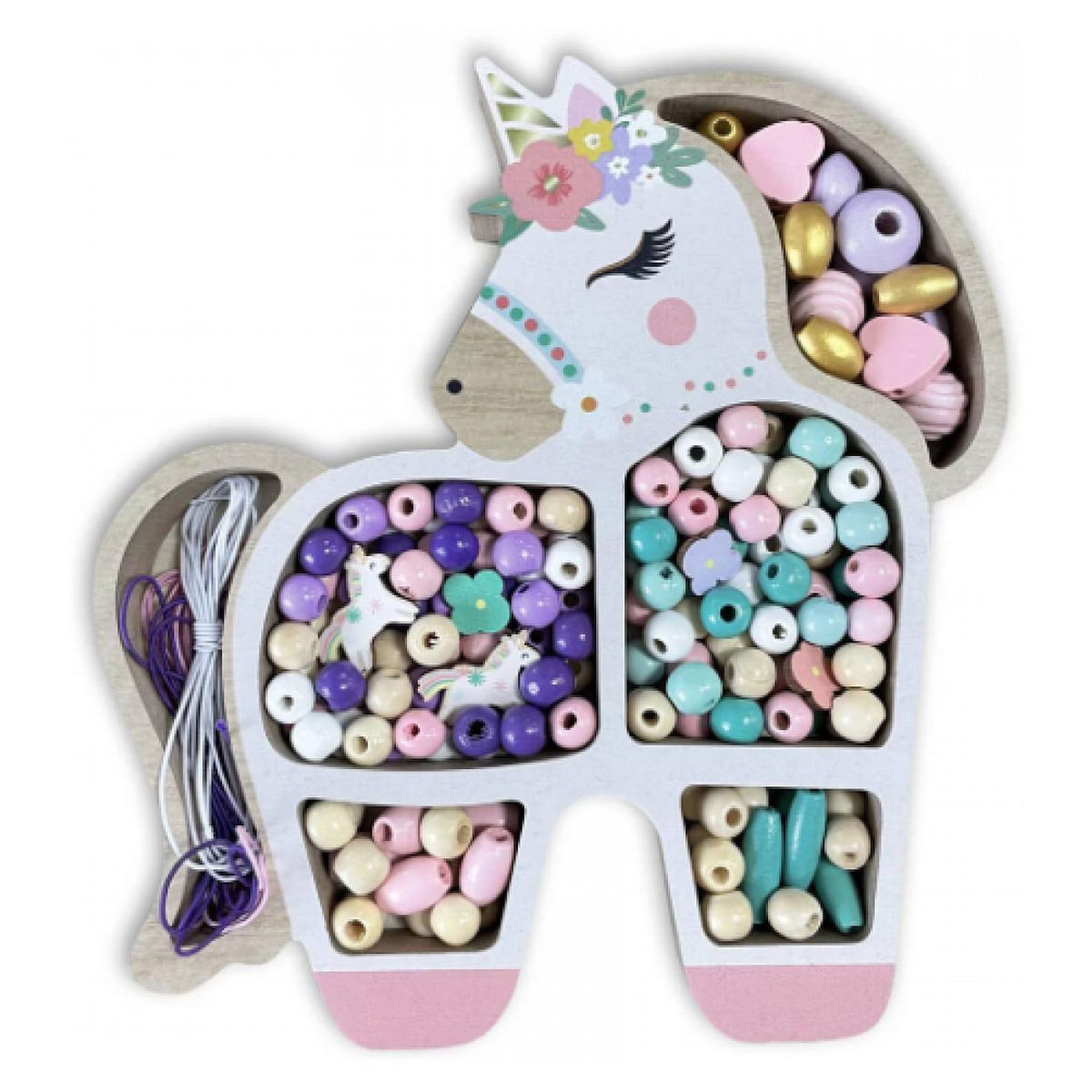 Au Sycomore Coffret de perles en bois - licorne