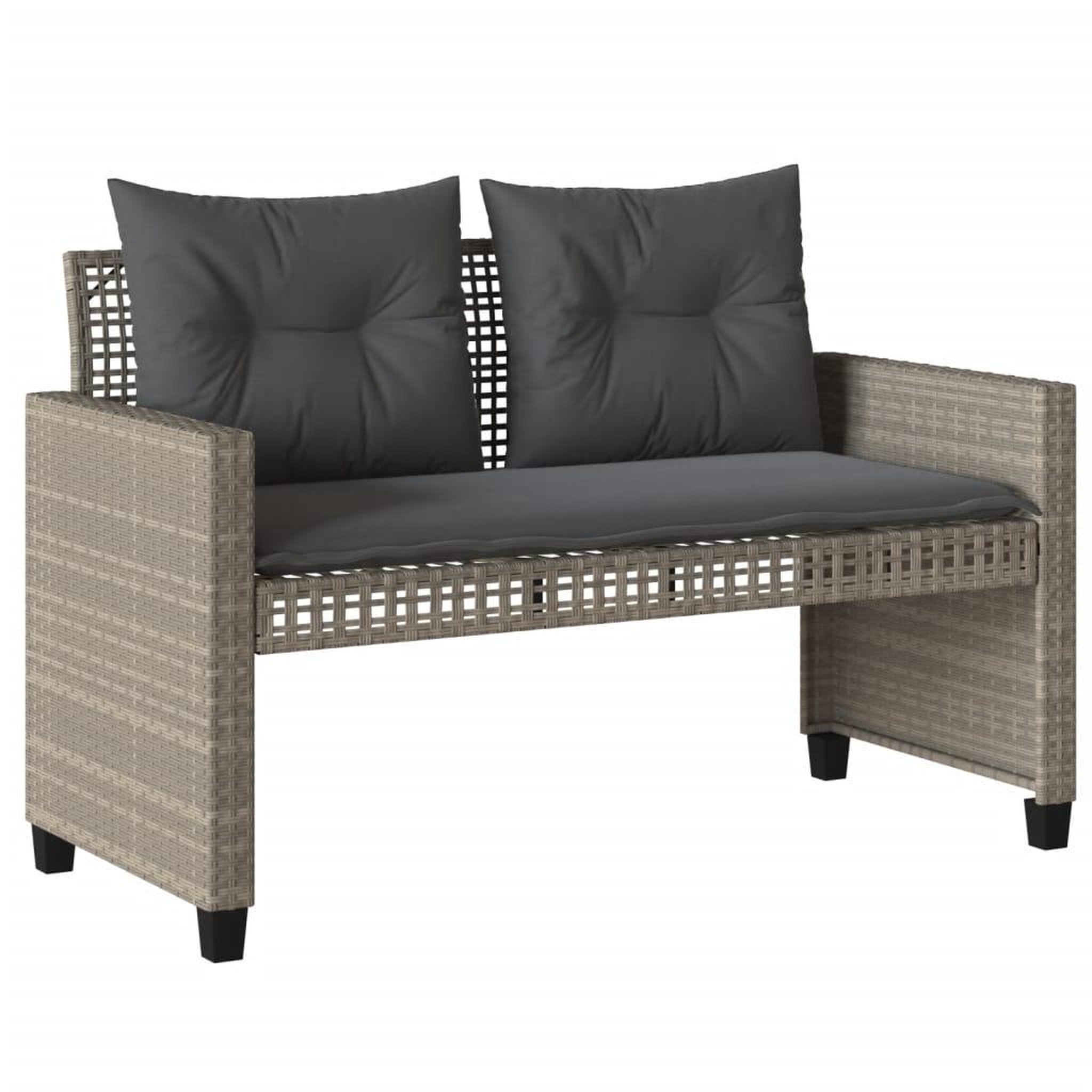 Voir la diapositive 4 : VIDAXL Salon de jardin avec coussins 4 pcs gris clair poly rotin verre