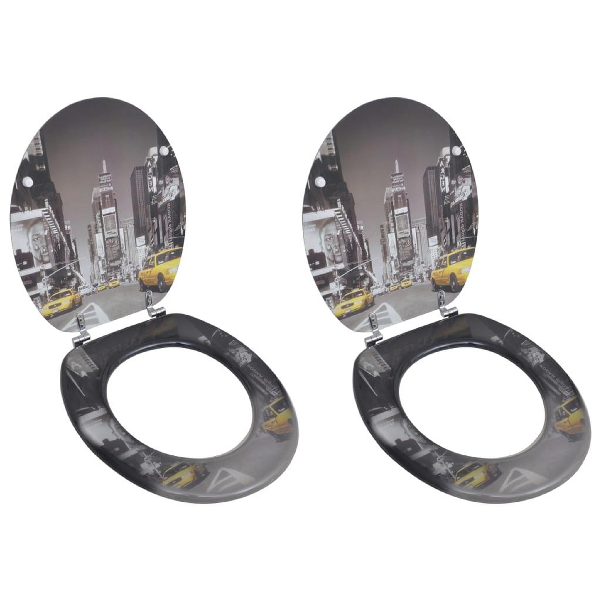 Voir la diapositive 1 : VIDAXL Sieges de toilette avec couvercles 2 pcs MDF New York