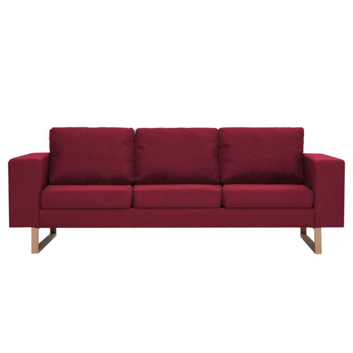 VIDAXL Canape a 3 places tissu rouge bordeaux