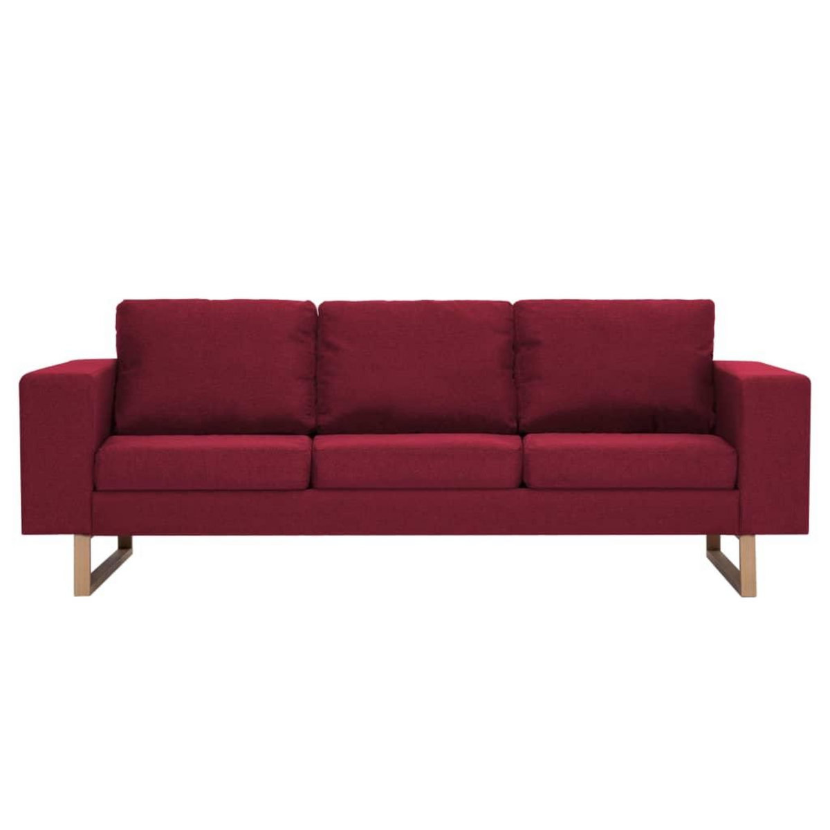 VIDAXL Canape a 3 places tissu rouge bordeaux