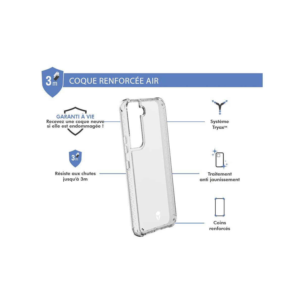 FORCE CASE Coque Samsung Galaxy S22 5G Transparente