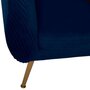  Fauteuil Design en Velours  Solaro  78cm Bleu