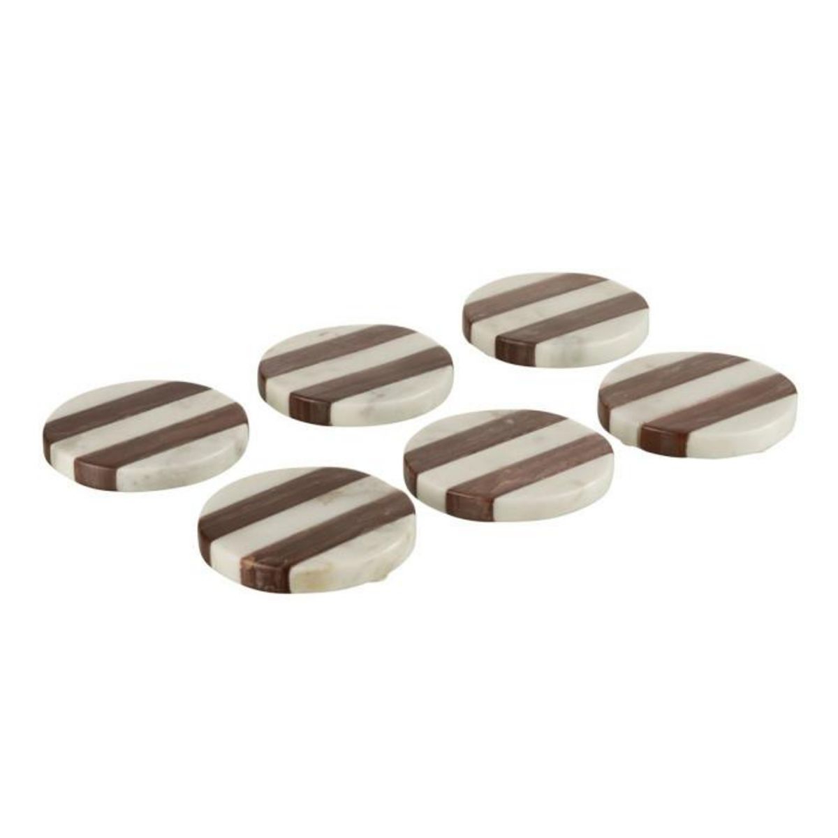 Paris Prix Lot de 6 Dessous de Verre Marbre  Streepy  10cm Marron