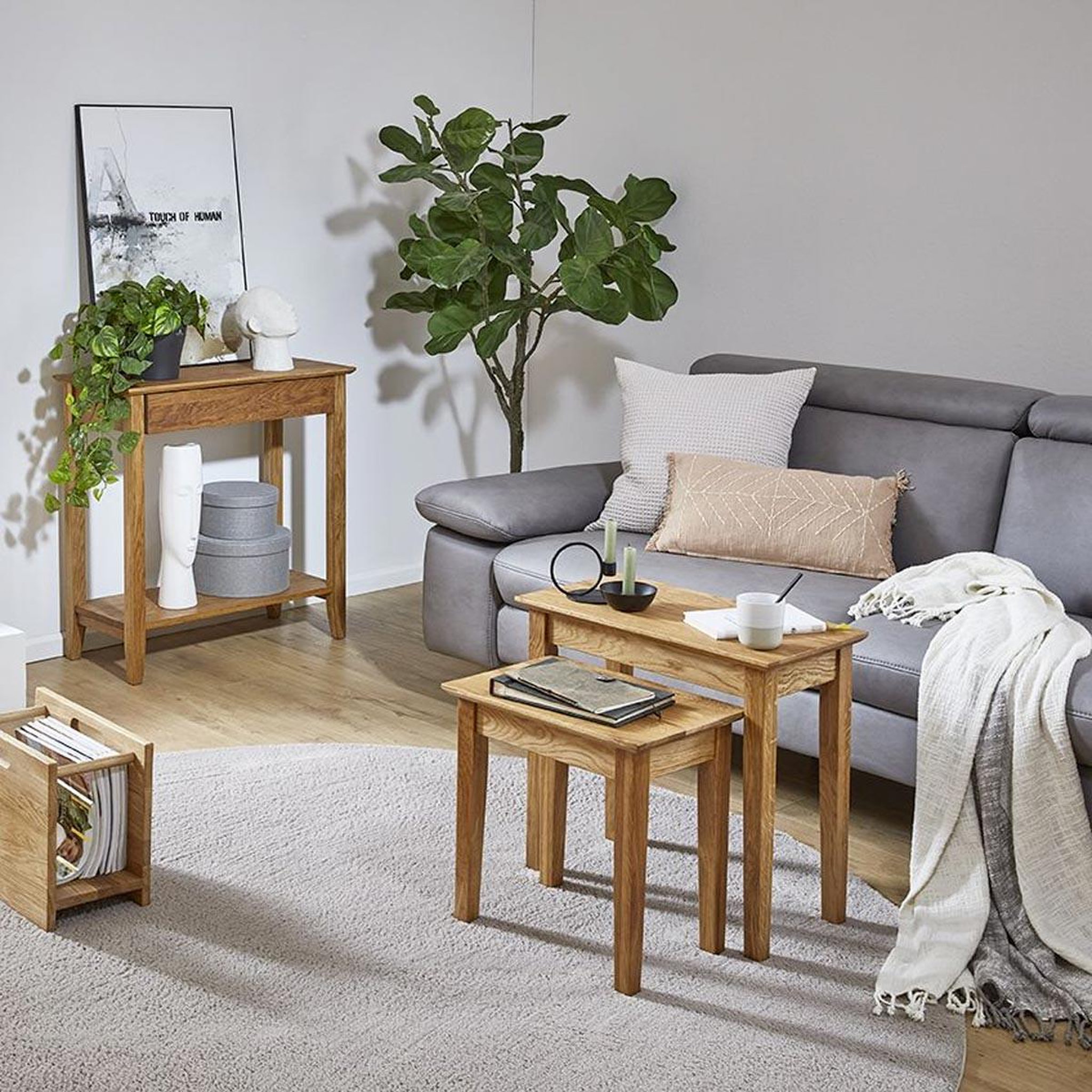 Voir la diapositive 4 : Paris Prix Table d'appoint en bois  mani  56cm chêne