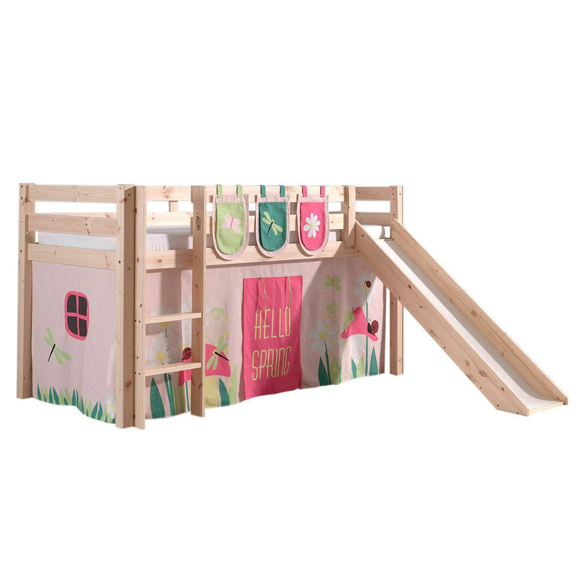 Paris Prix Pack - lit enfant toboggan, tente & 3 pochettes  pino spring  naturel