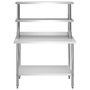 Voir la diapositive 3 : VIDAXL Table de travail de cuisine avec etagere 120x60x150 cm Inox