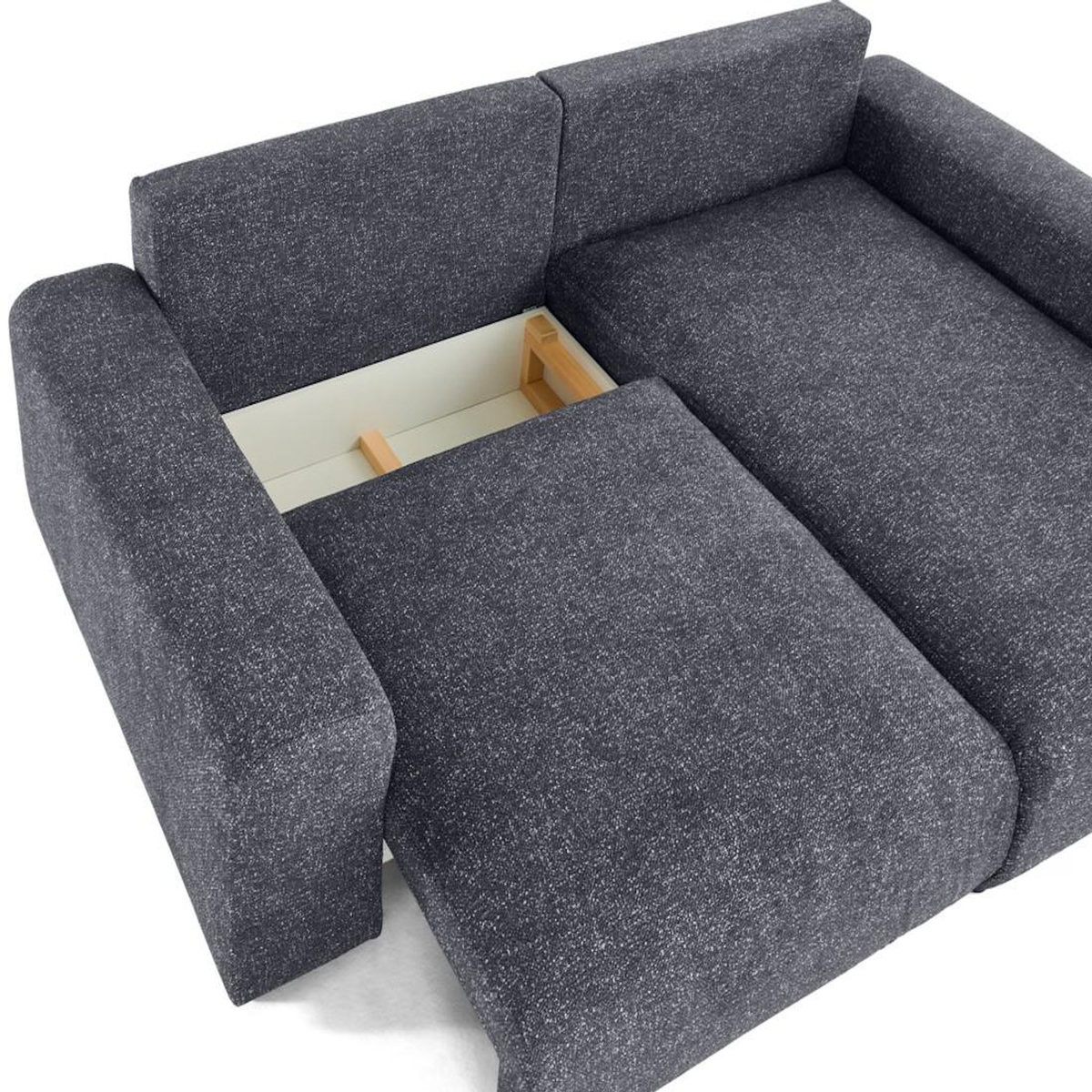 LISA DESIGN Jake - canapé panoramique d'angle droit 7 places convertible avec coffre en fausse fourrure