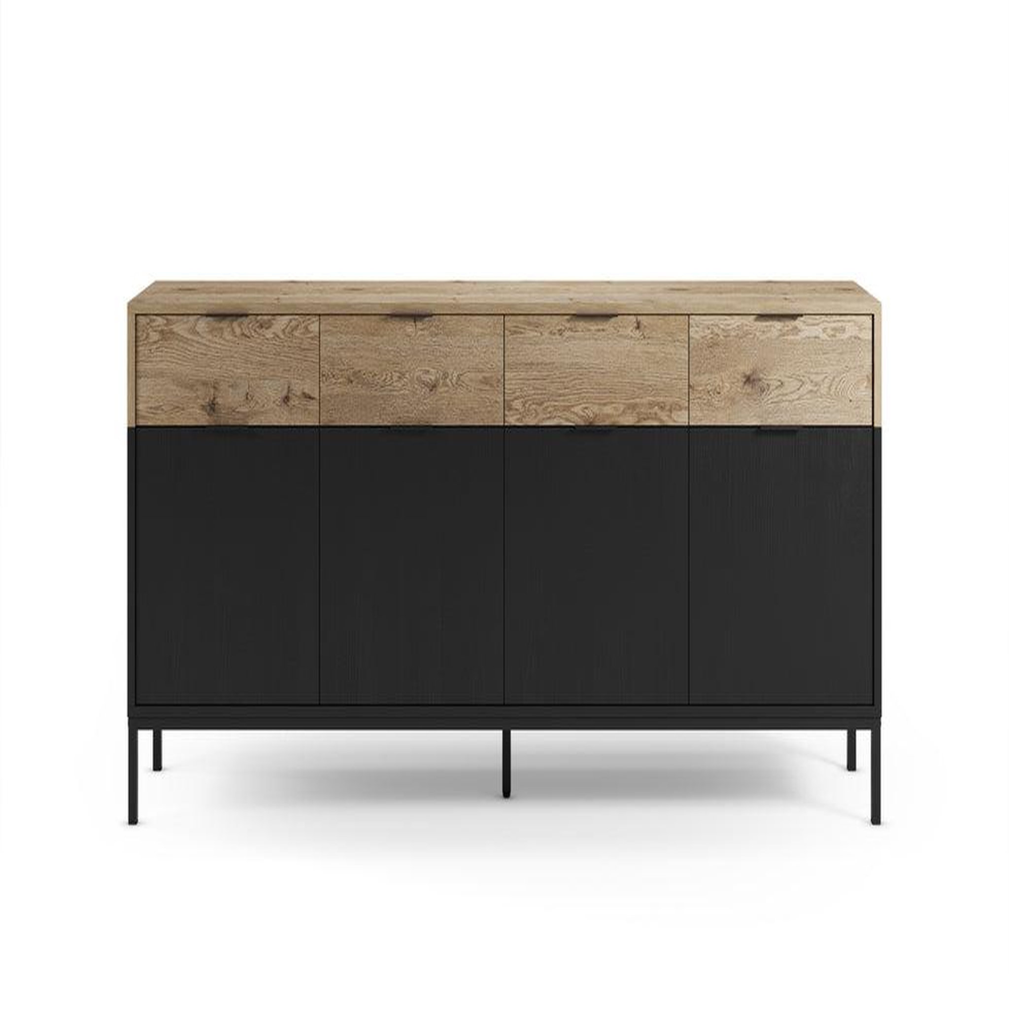 CASANOVA PARIS Eline - buffet 4 portes 180cm en mélamine - noir