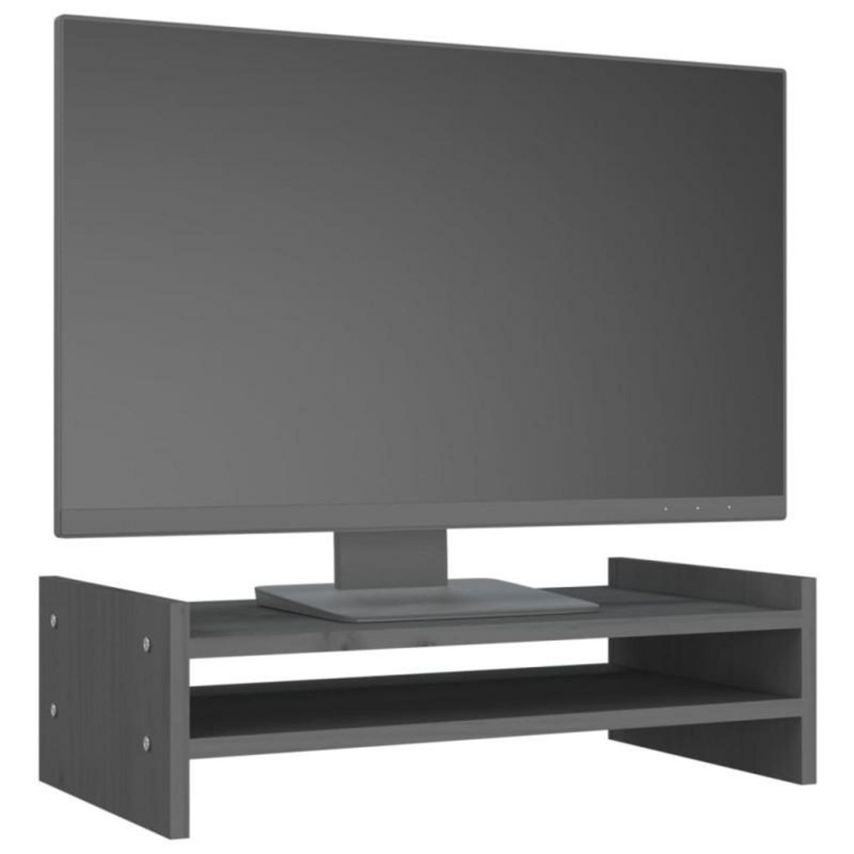 VIDAXL Support de moniteur Gris 50x27x15 cm Bois de pin solide