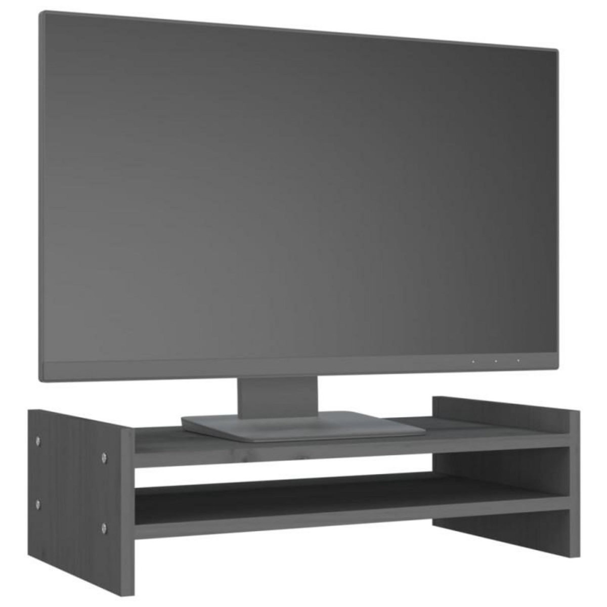VIDAXL Support de moniteur Gris 50x27x15 cm Bois de pin solide