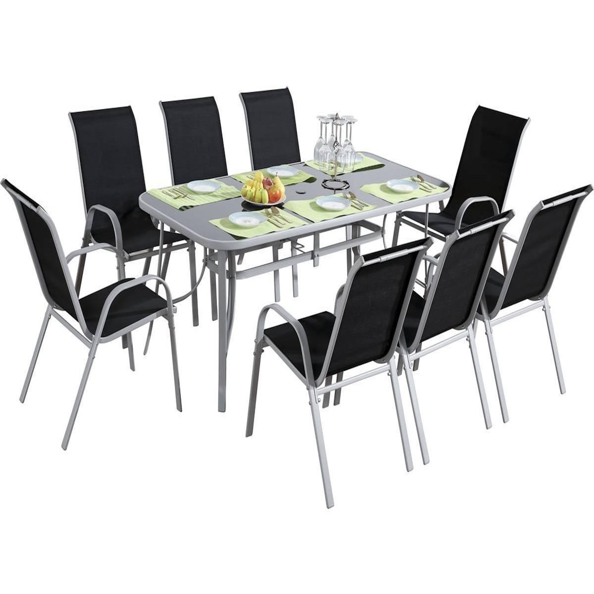 Habitat et Jardin Salon de jardin  Cordoba XL 180  - Phoenix - Noir