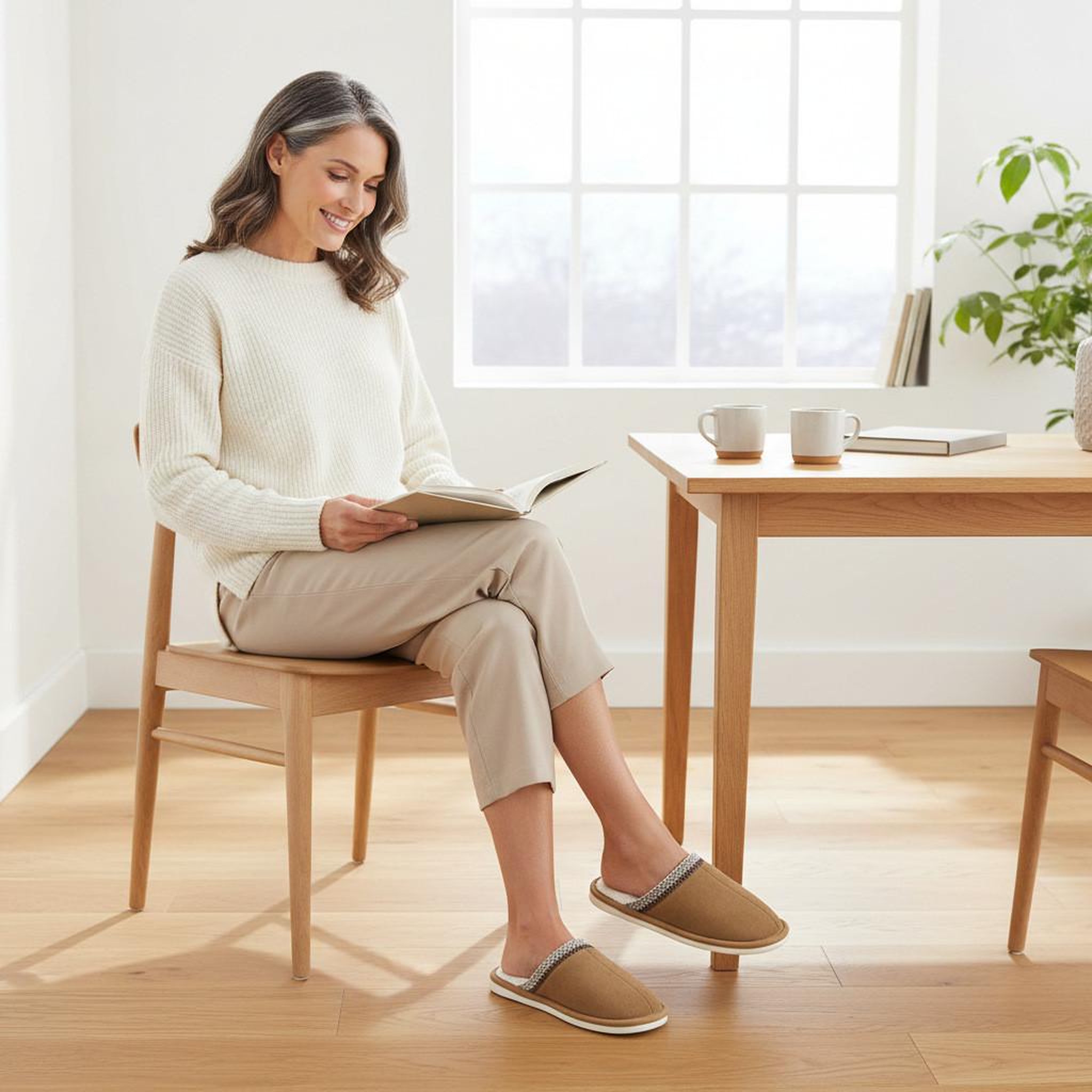 Voir la diapositive 5 : OZABI OZABI Mules Femme Unies, Suédine Synthétique, Bordure Tressée Scandinave