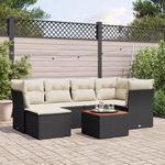 VIDAXL Salon de jardin 7 pcs avec coussins noir resine tressee
