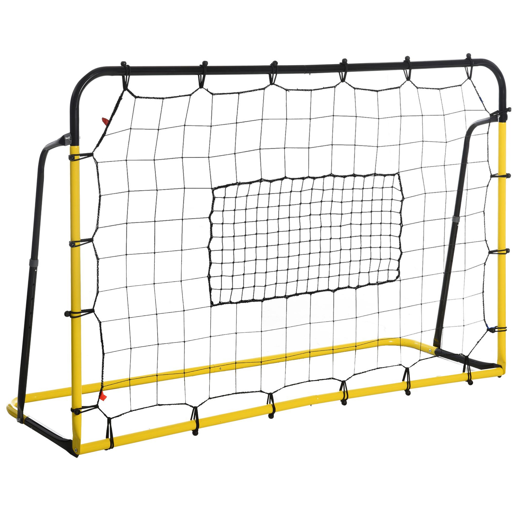 HOMCOM Filet de rebond de football - rebondisseur de football angle réglable - dim. 184l x 123h cm - jaune noir