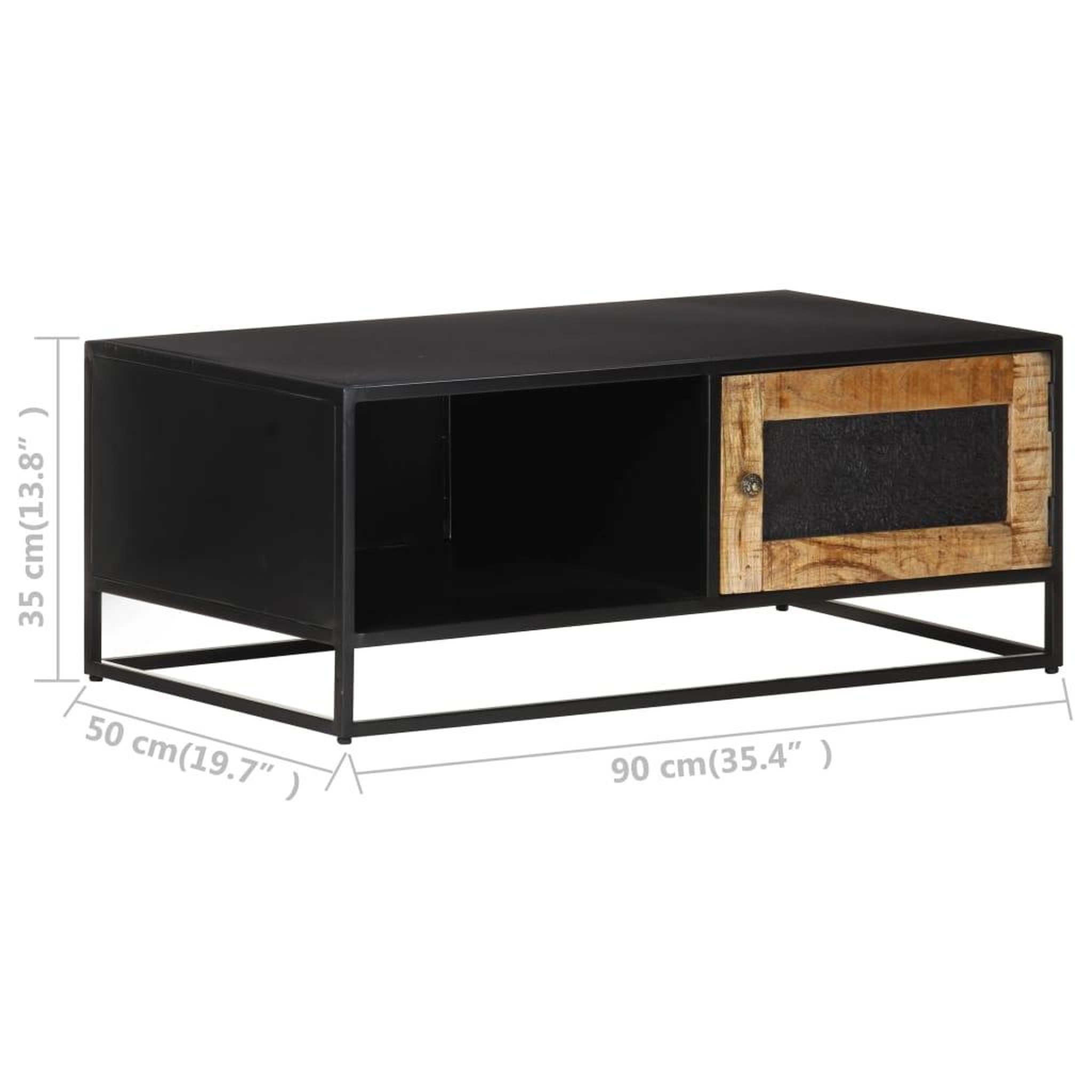 Voir la diapositive 6 : VIDAXL Table basse 90x50x35 cm bois de manguier brut