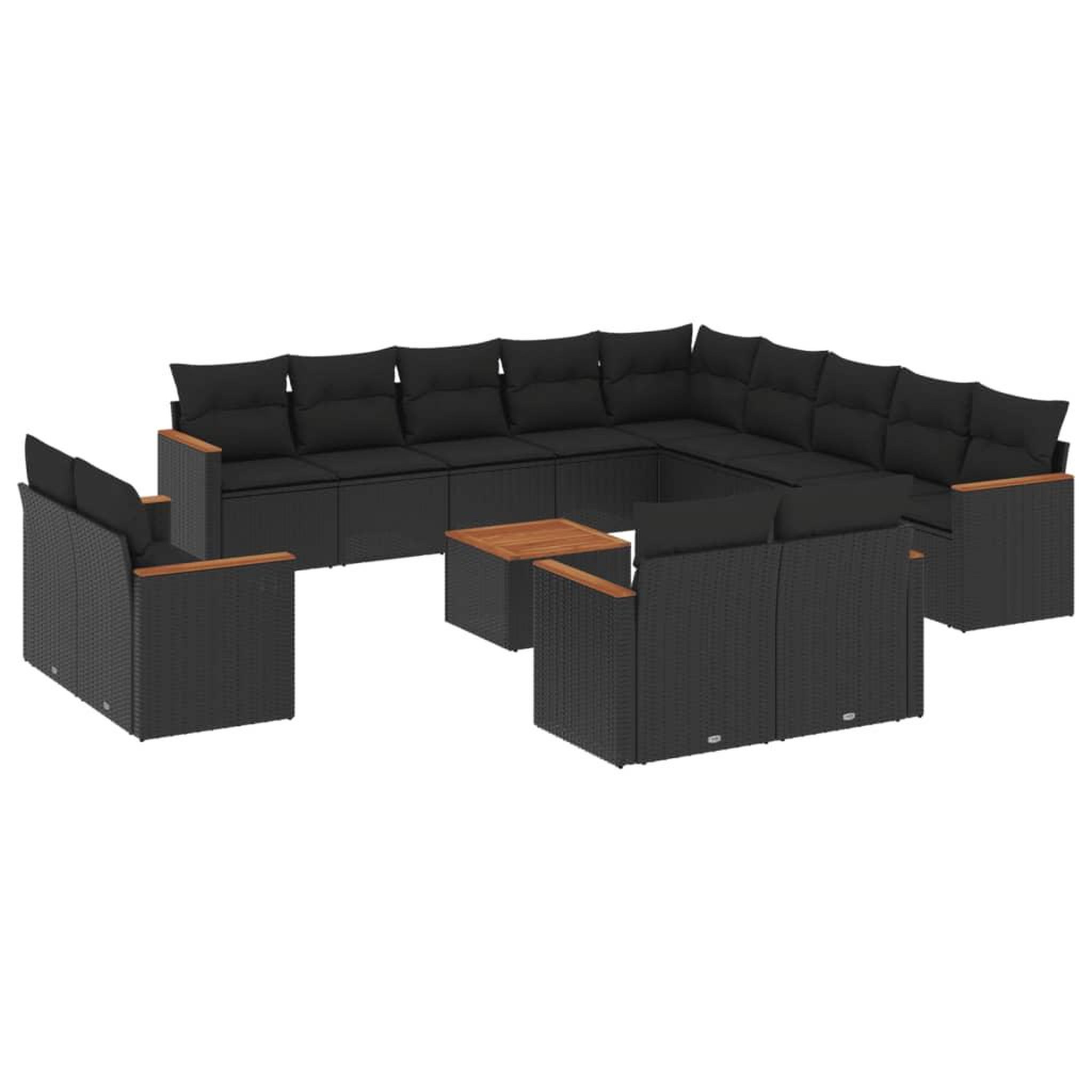 Voir la diapositive 2 : VIDAXL Salon de jardin avec coussins 14 pcs noir resine tressee