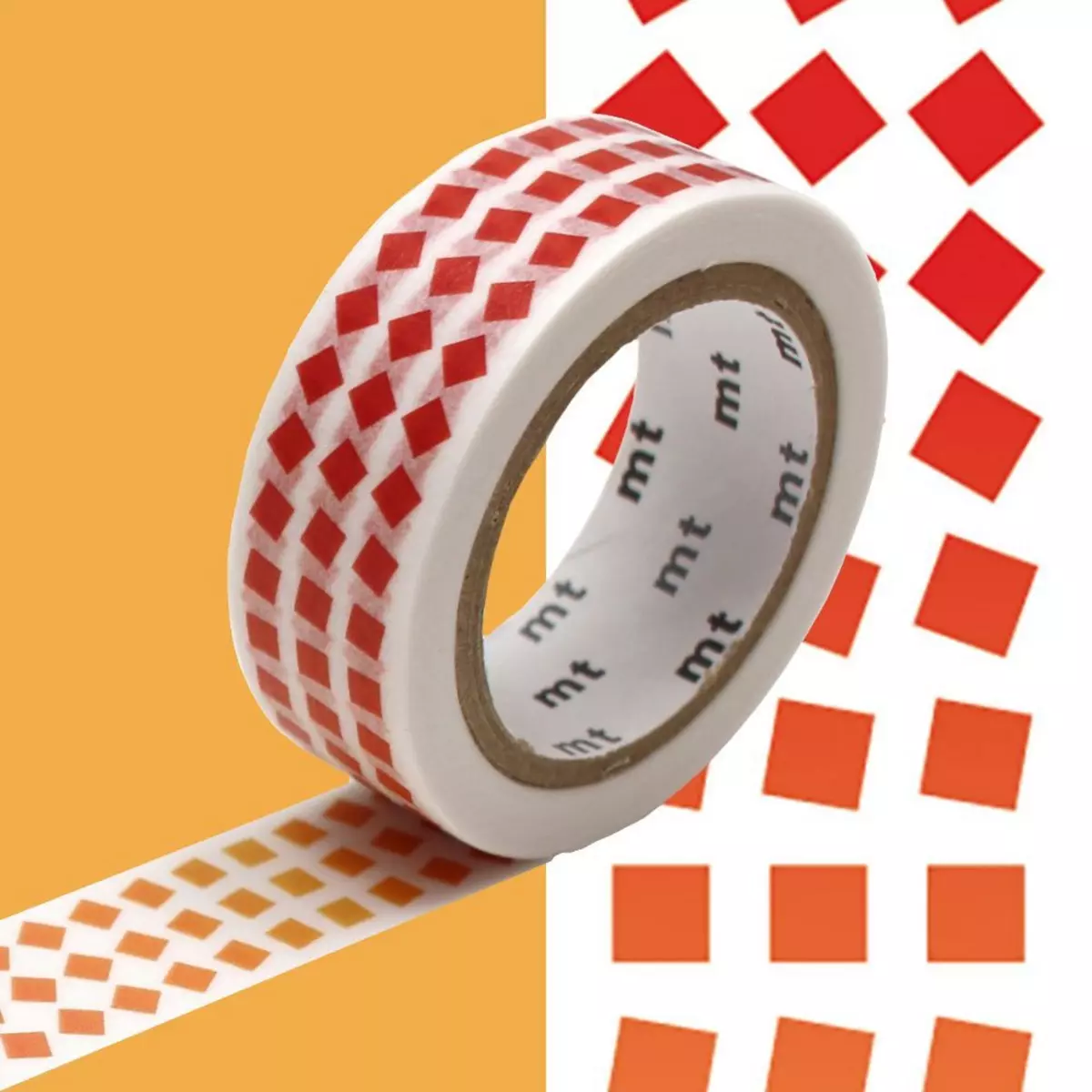 Masking Tape (MT) Masking tape carrés rouges sur fond blanc - 1,5 cm x 7 m