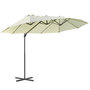 Voir la diapositive 1 : OUTSUNNY Parasol déporté grande taille XXL inclinable dim. 4,4L x 2,7l x 2,5H m piètement en acier inclus polyester crème