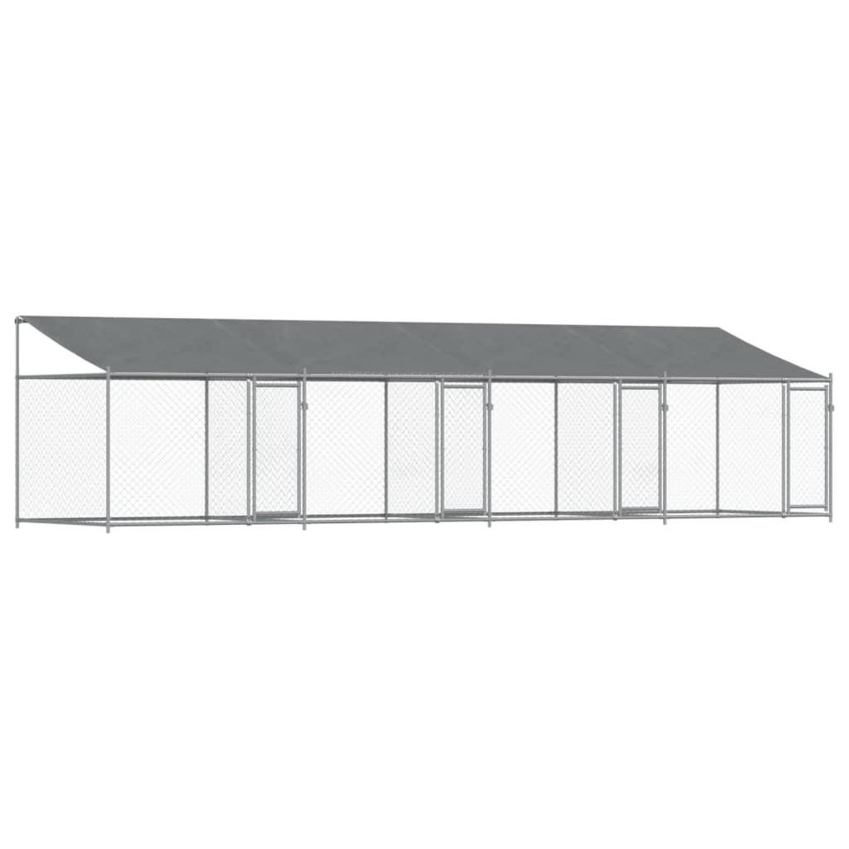 VIDAXL Cage pour chien avec toit et portes gris 8x2x2m acier galvanise