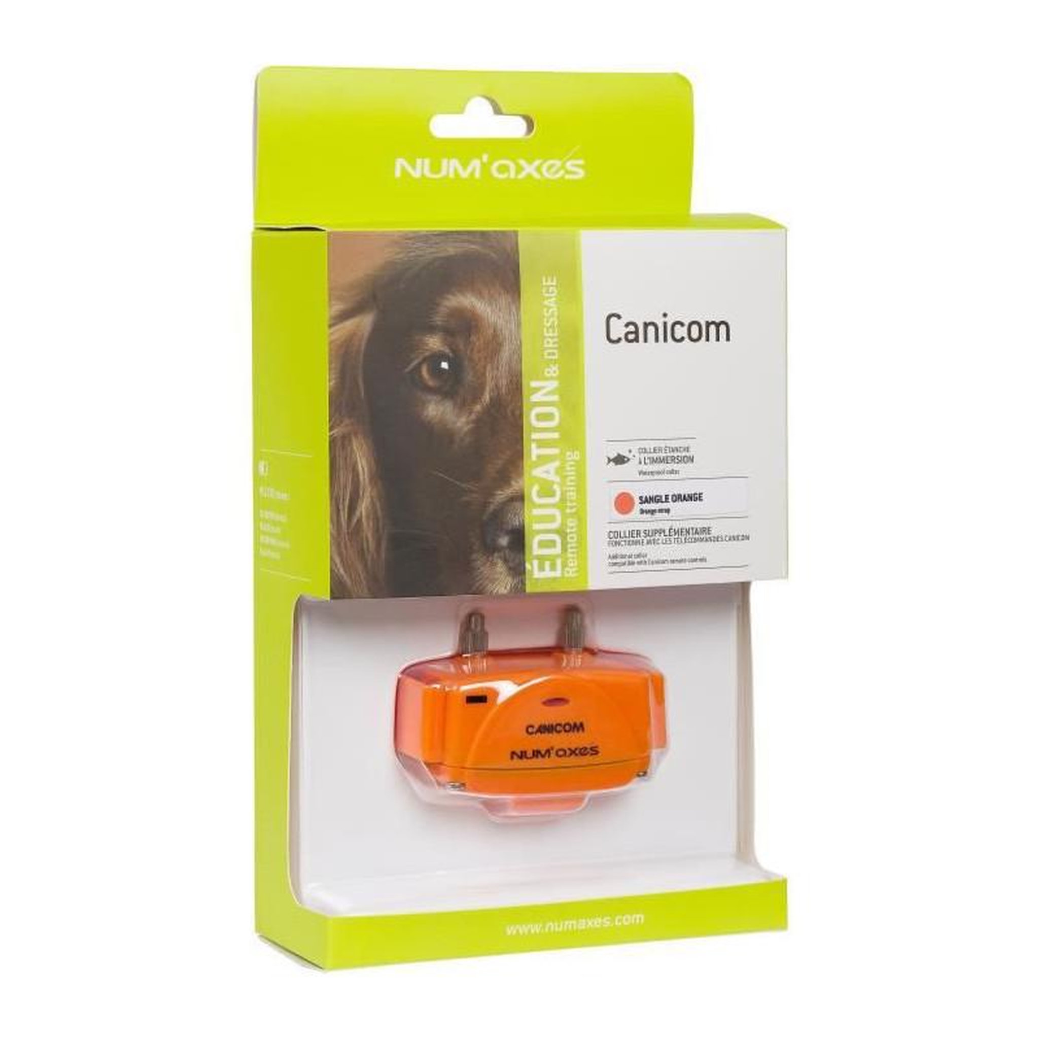 Voir la diapositive 2 : NUM'AXES NUMAXES - Collier seul - CANICOM - avec plasturgie orange et sangle orange fluo