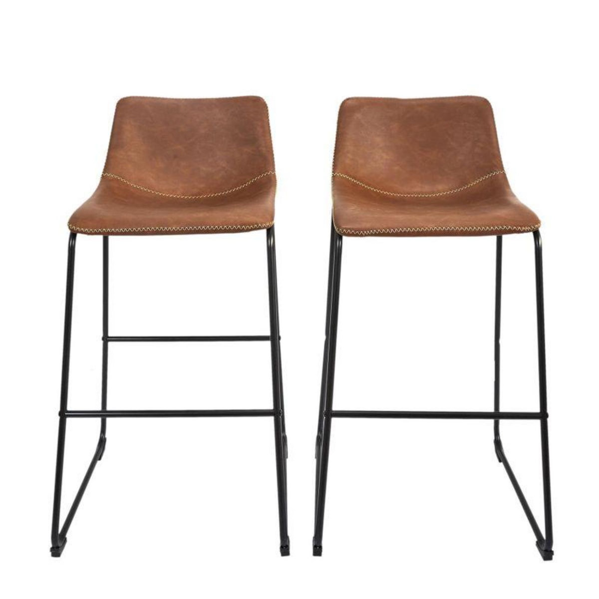 Paris Prix Lot de 2 Tabourets de Bar  Indus  93cm Marron