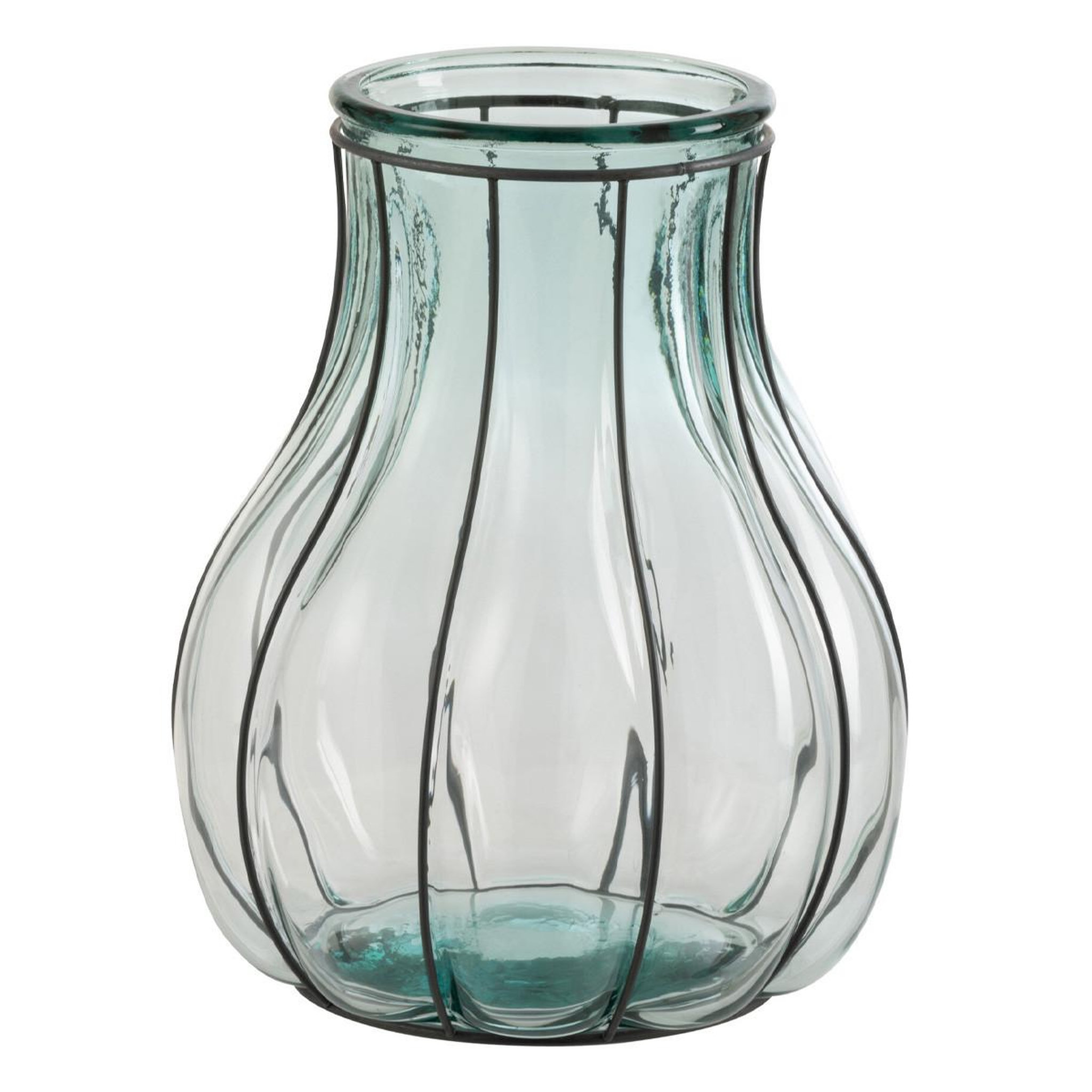 J-LINE Vase design en verre  fusion  30cm bleu