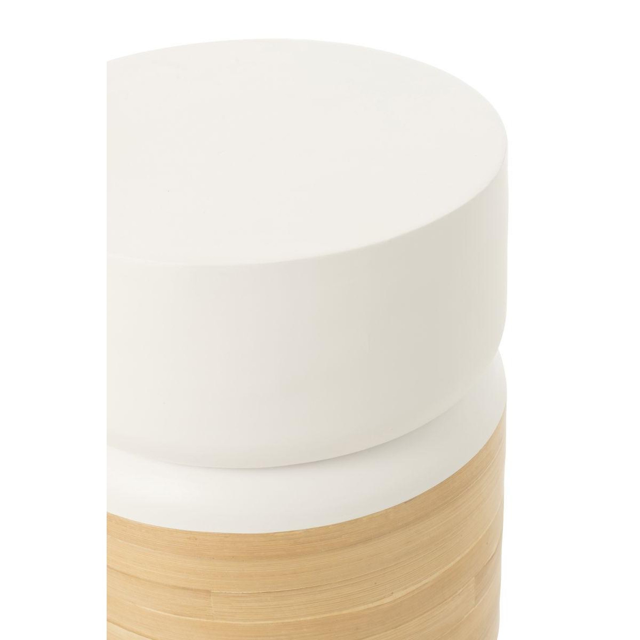 Voir la diapositive 2 : J-LINE Table d'Appoint en Bambou  Socorro  47cm Blanc & Naturel