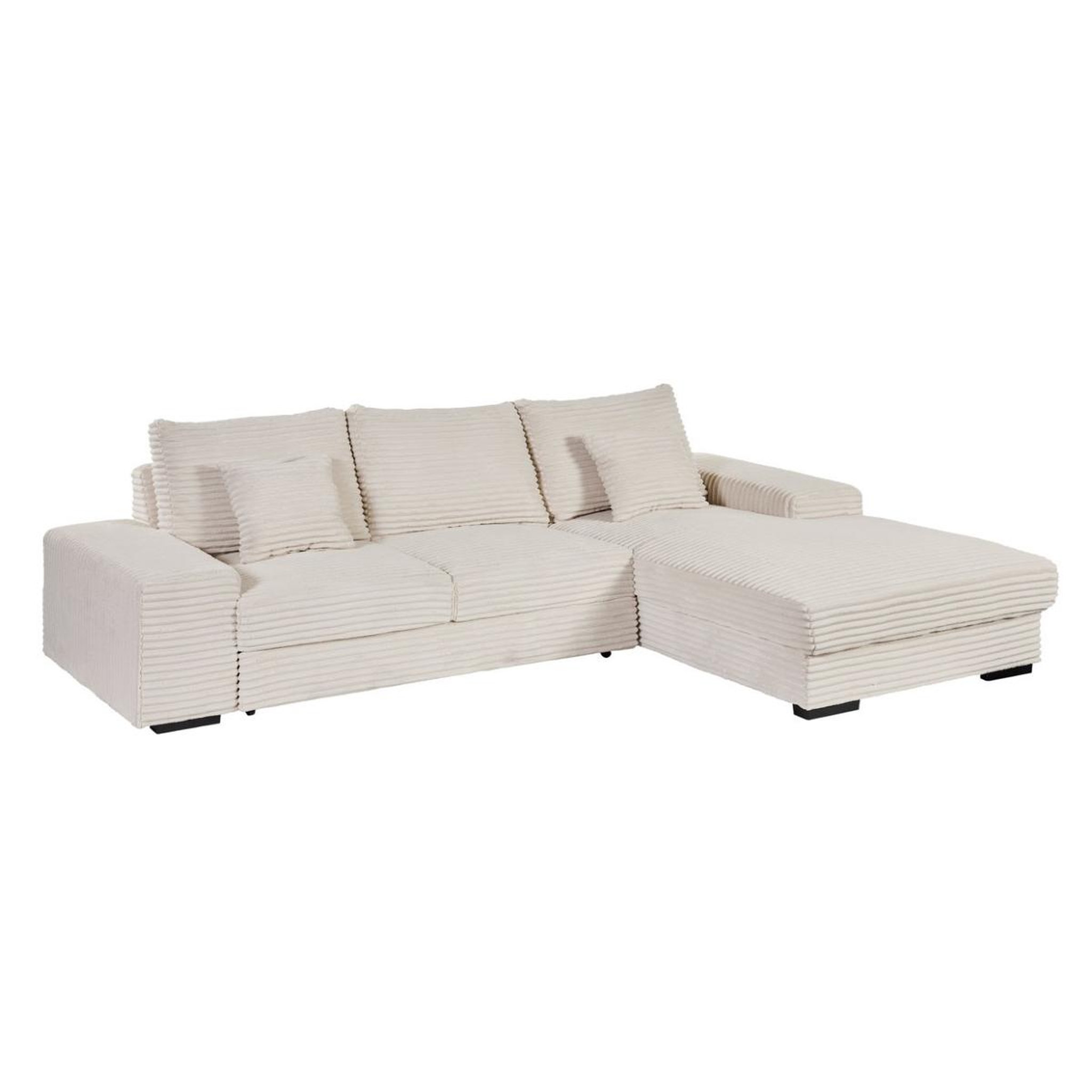 JLC KREATION Canapé convertible angle droit tissu côtelé beige niagara