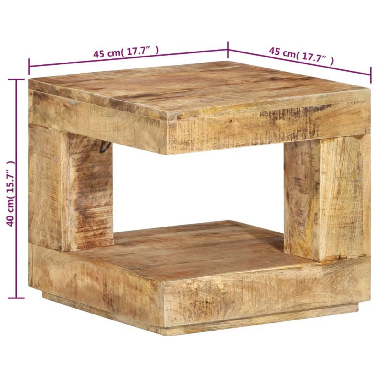 VIDAXL Table basse 45x45x40 cm Bois de manguier massif