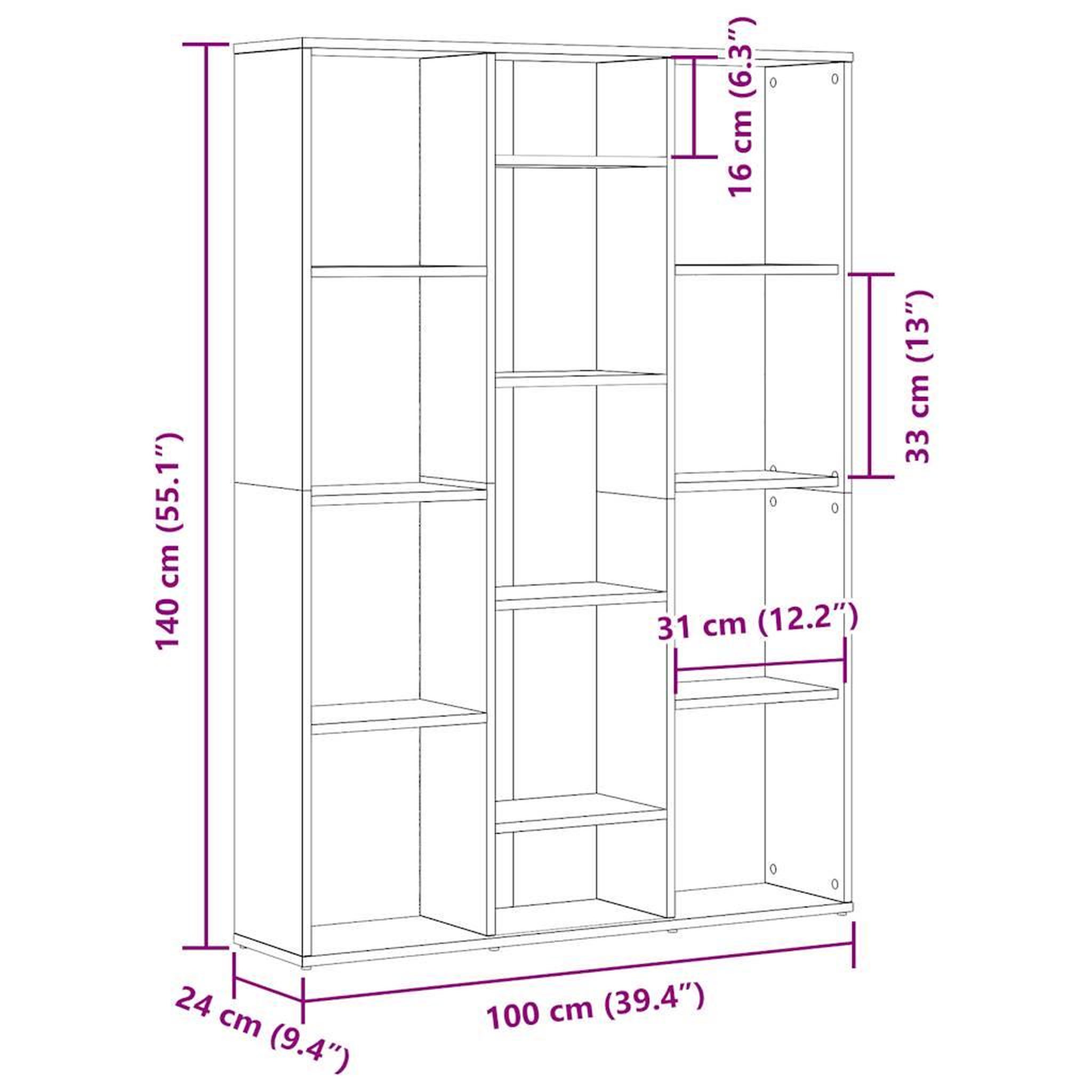 Voir la diapositive 6 : VIDAXL Separateur de piece/Bibliotheque chene artisanal 100x24x140 cm