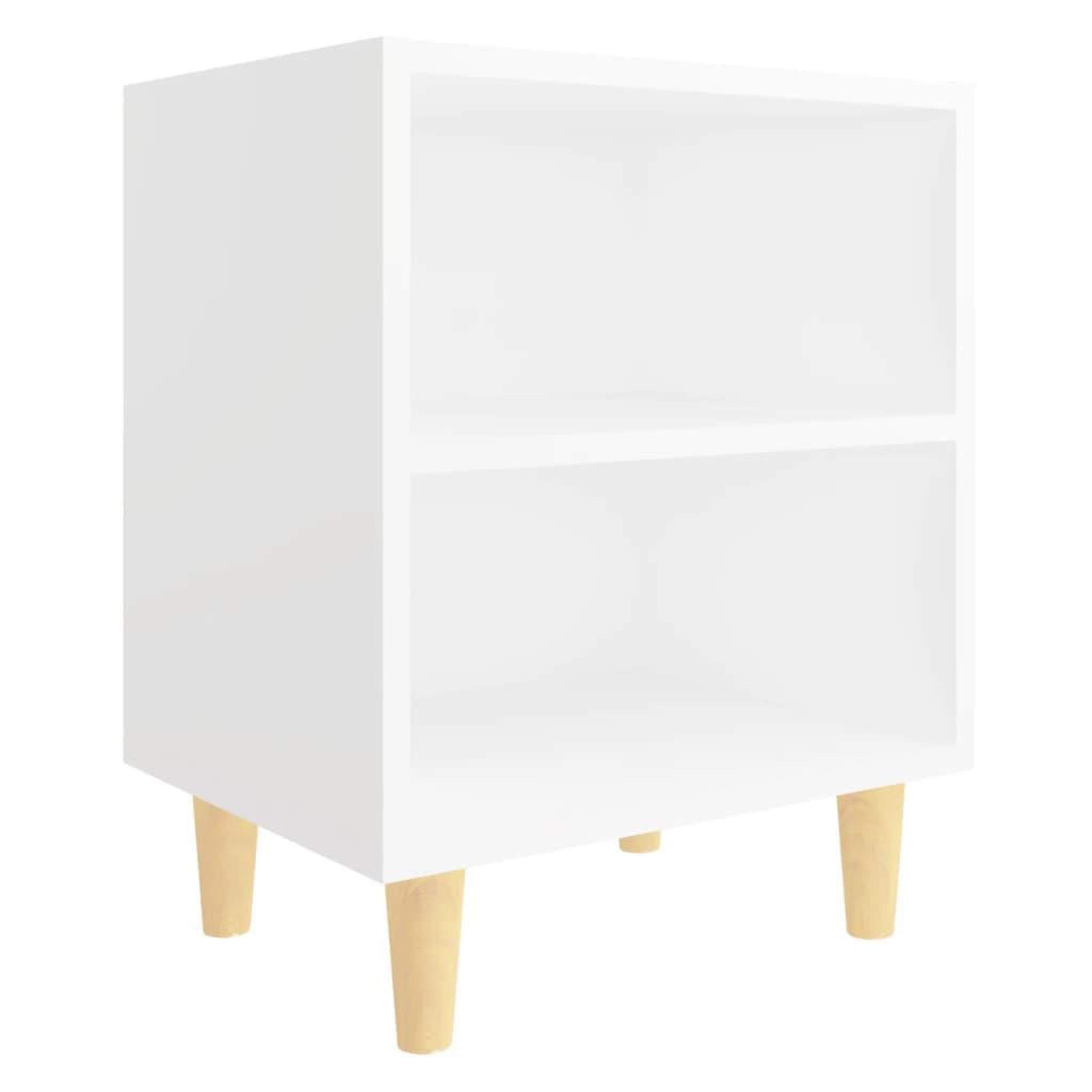 Voir la diapositive 2 : VIDAXL Table de chevet avec pieds en bois massif Blanc 40x30x50 cm