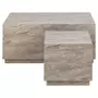 LISA DESIGN Pueblo - lot de deux tables basses - effet marbre gris - 100 et 44 cm - gris