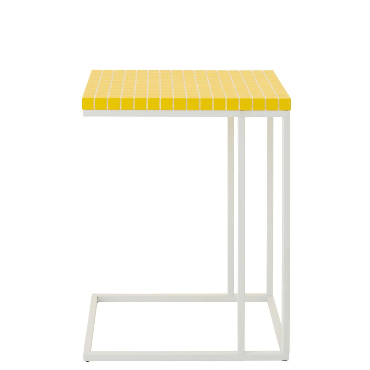 Paris Prix Table d'Appoint à Carreaux  Spia  60cm Jaune & Blanc