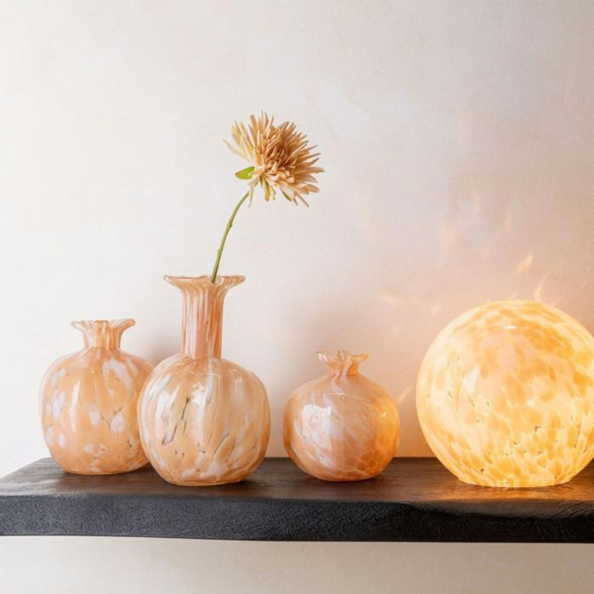 Paris Prix Vase Design en Verre  Mélissa  23cm Beige