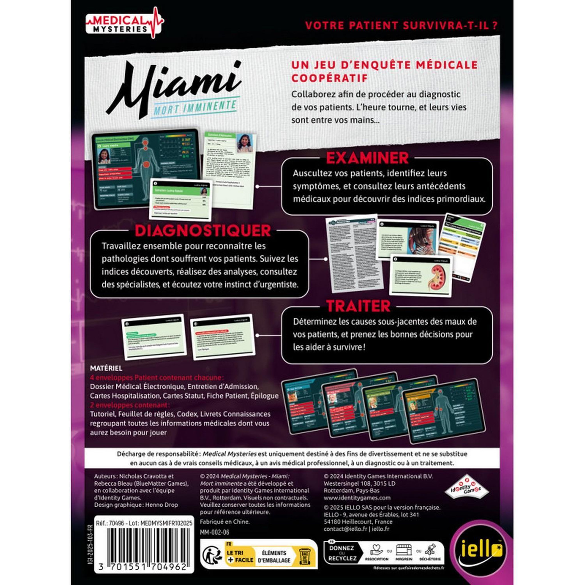Voir la diapositive 3 : Iello Jeu d enquête Iello Medical Mysteries Miami