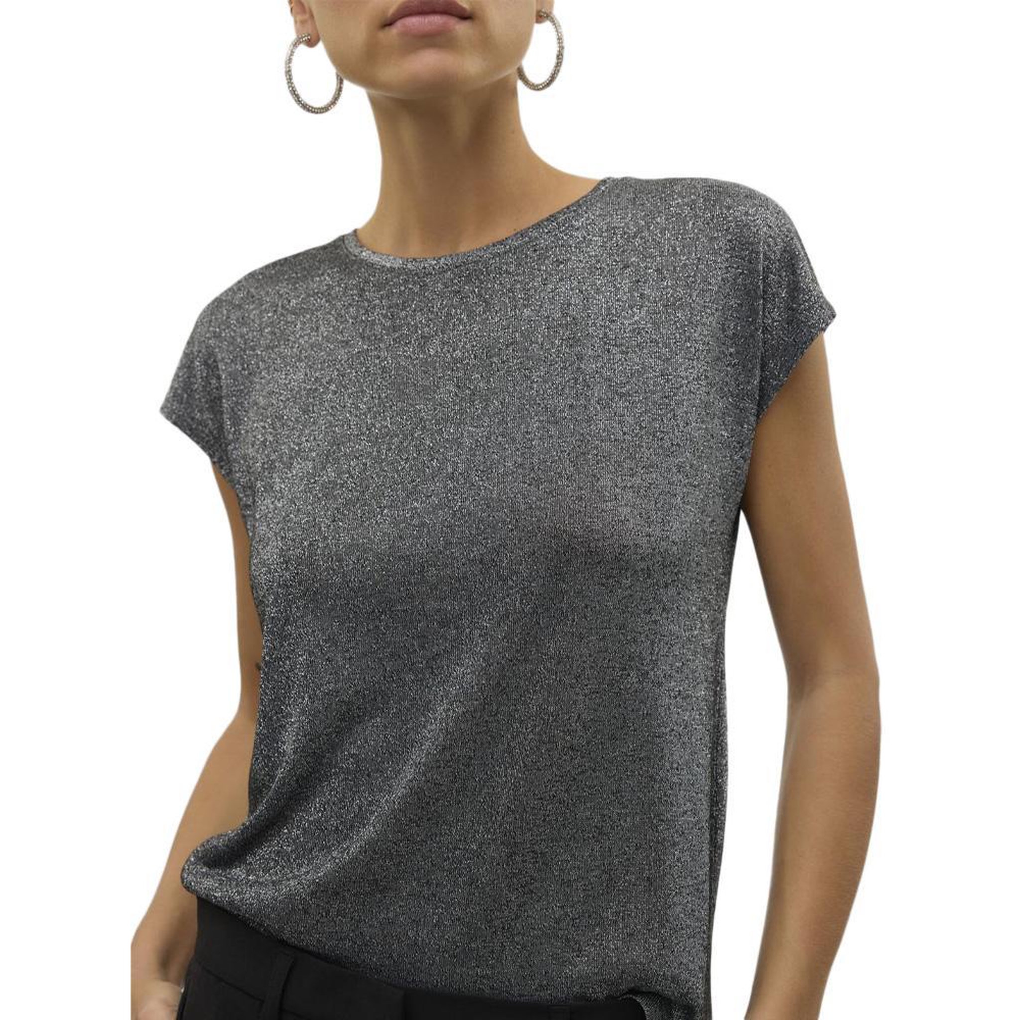 Vero Moda T-Shirt Gris Foncé Femme Vero Moda Sarah. Coloris disponibles : Noir