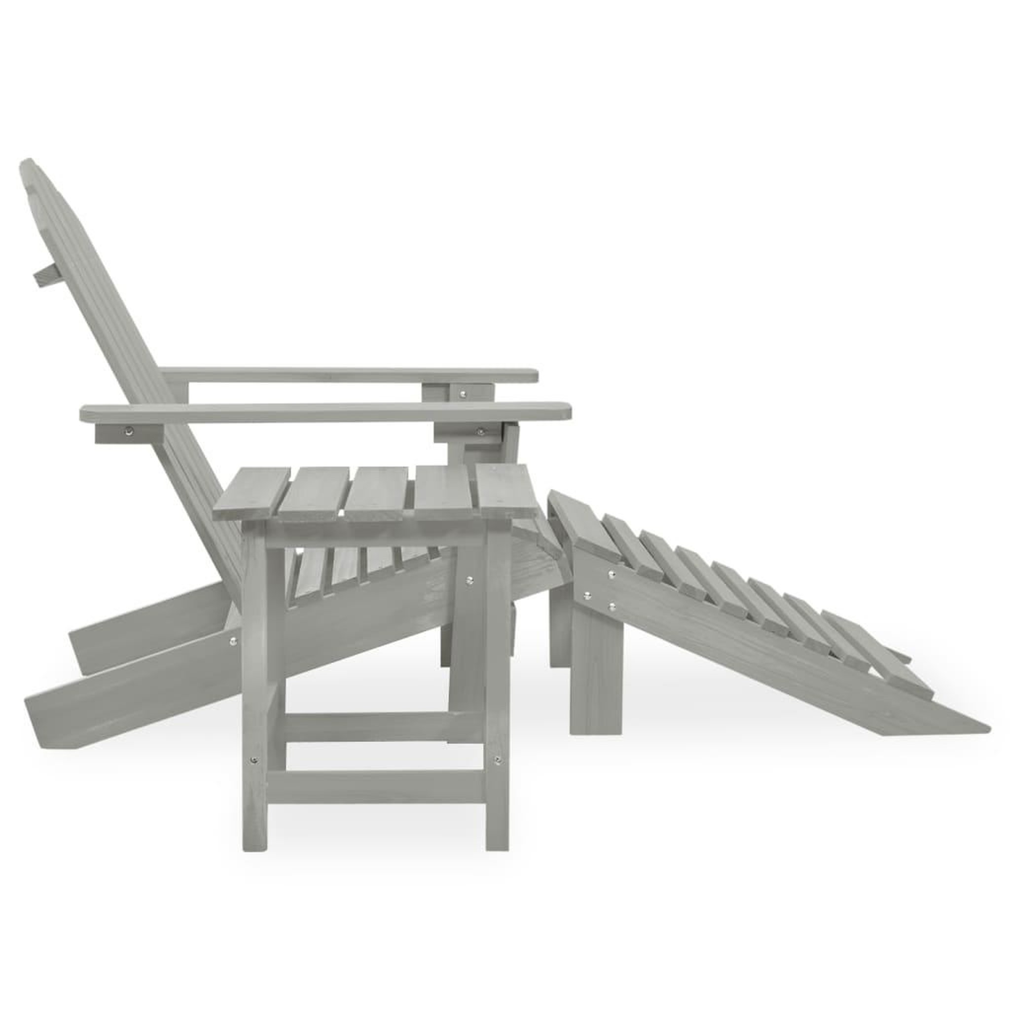 Voir la diapositive 3 : VIDAXL Chaise de jardin Adirondack avec pouf et table Sapin Gris