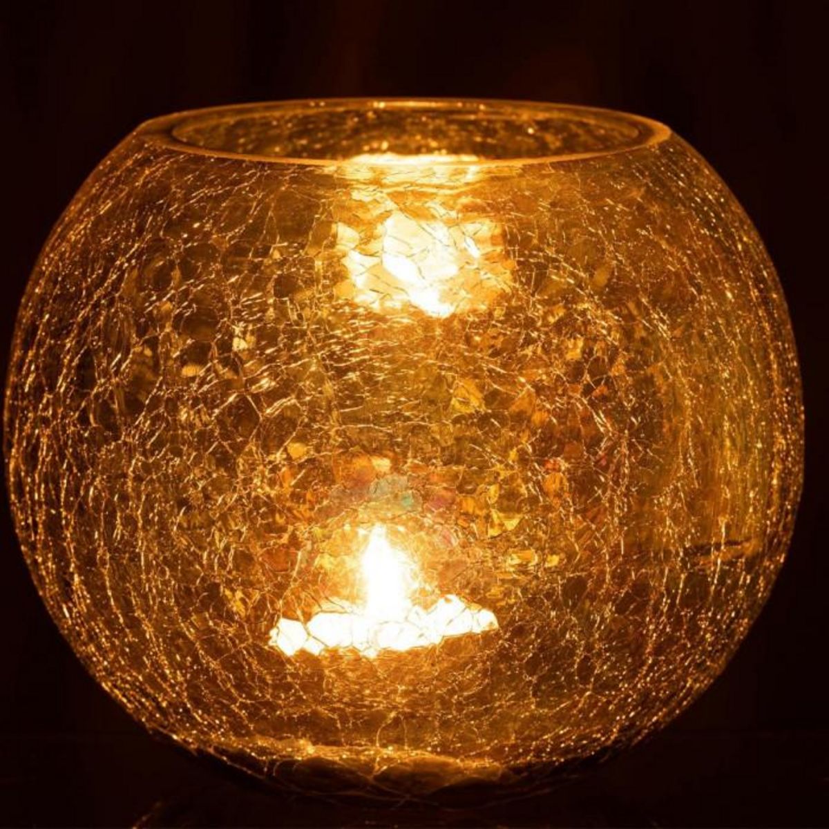 Paris Prix Photophore Boule en Verre  Craquelé  19cm Vert