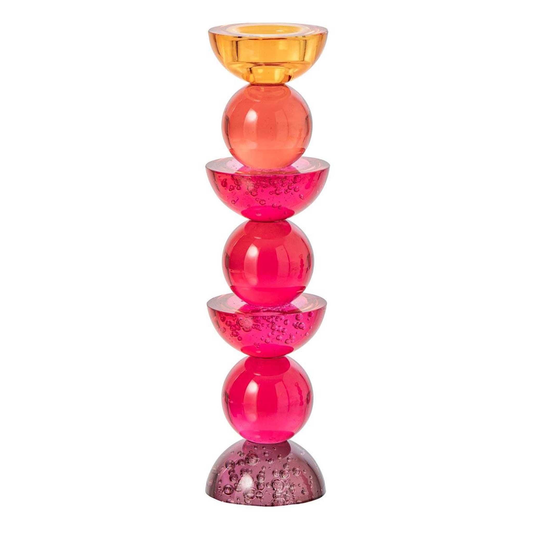 J-LINE Bougeoir Design en Verre  Yannis  30cm Rose & Orange