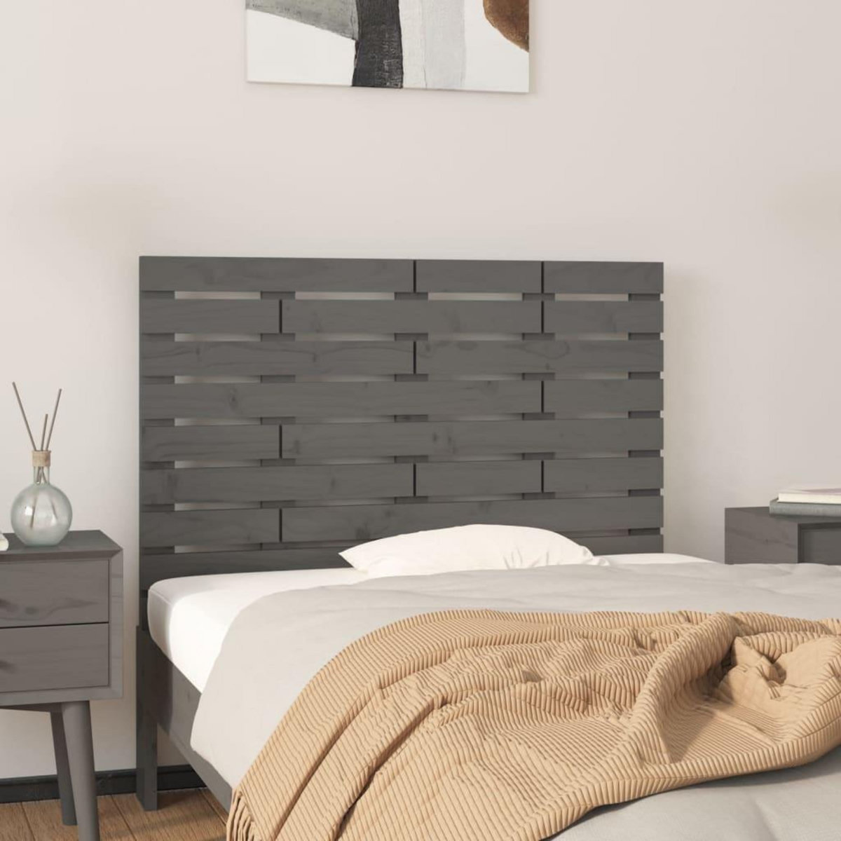 VIDAXL Tete de lit murale Gris 96x3x63 cm Bois massif de pin