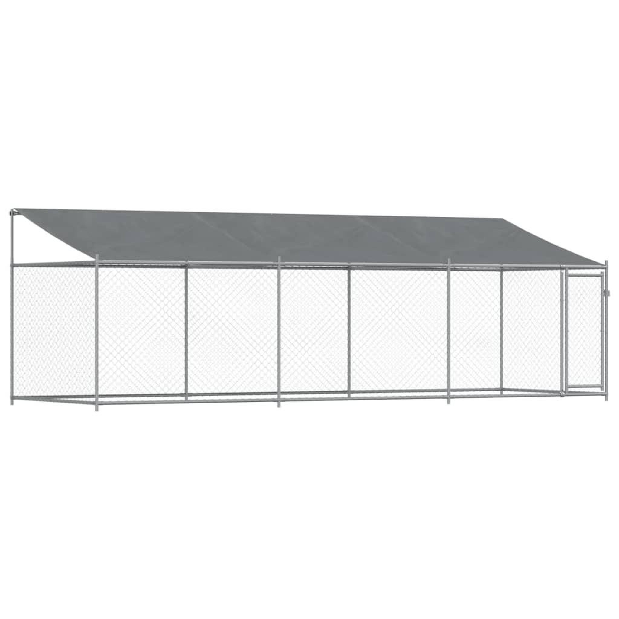 Voir la diapositive 2 : VIDAXL Cage pour chien avec toit et porte gris 6x2x2 m acier galvanise