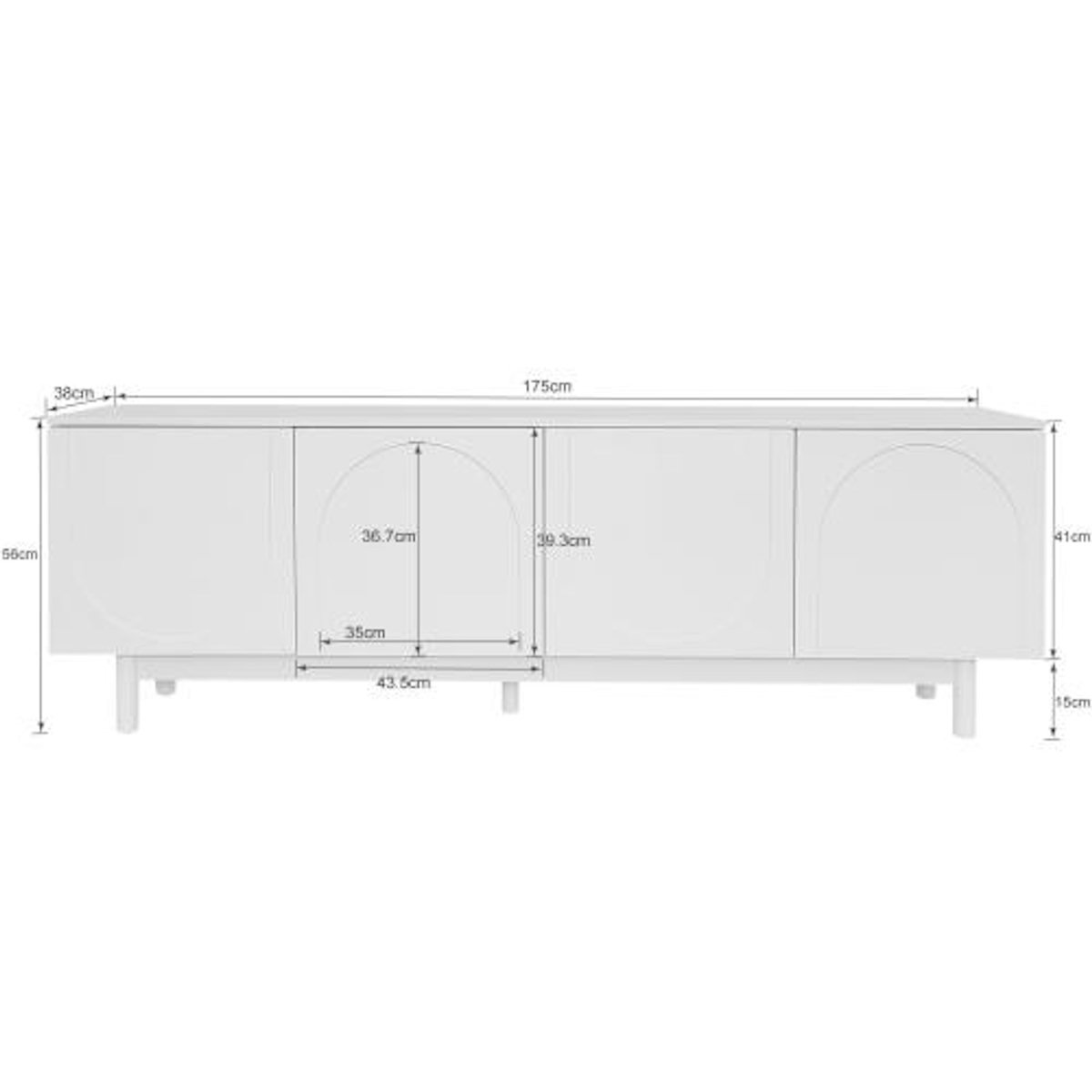 MERAX Meuble tv blanc 175 cm panneau de particules