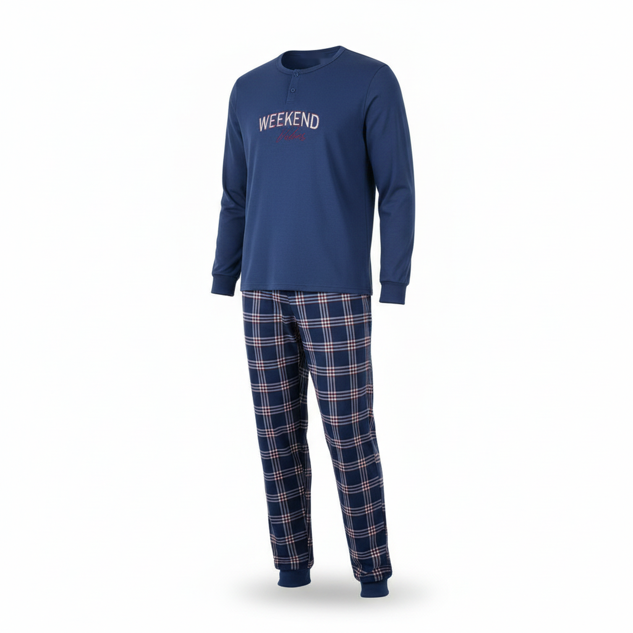 Voir la diapositive 1 : OZABI Ozabi ensemble pyjama homme doublé polaire broderie weekend vibes
