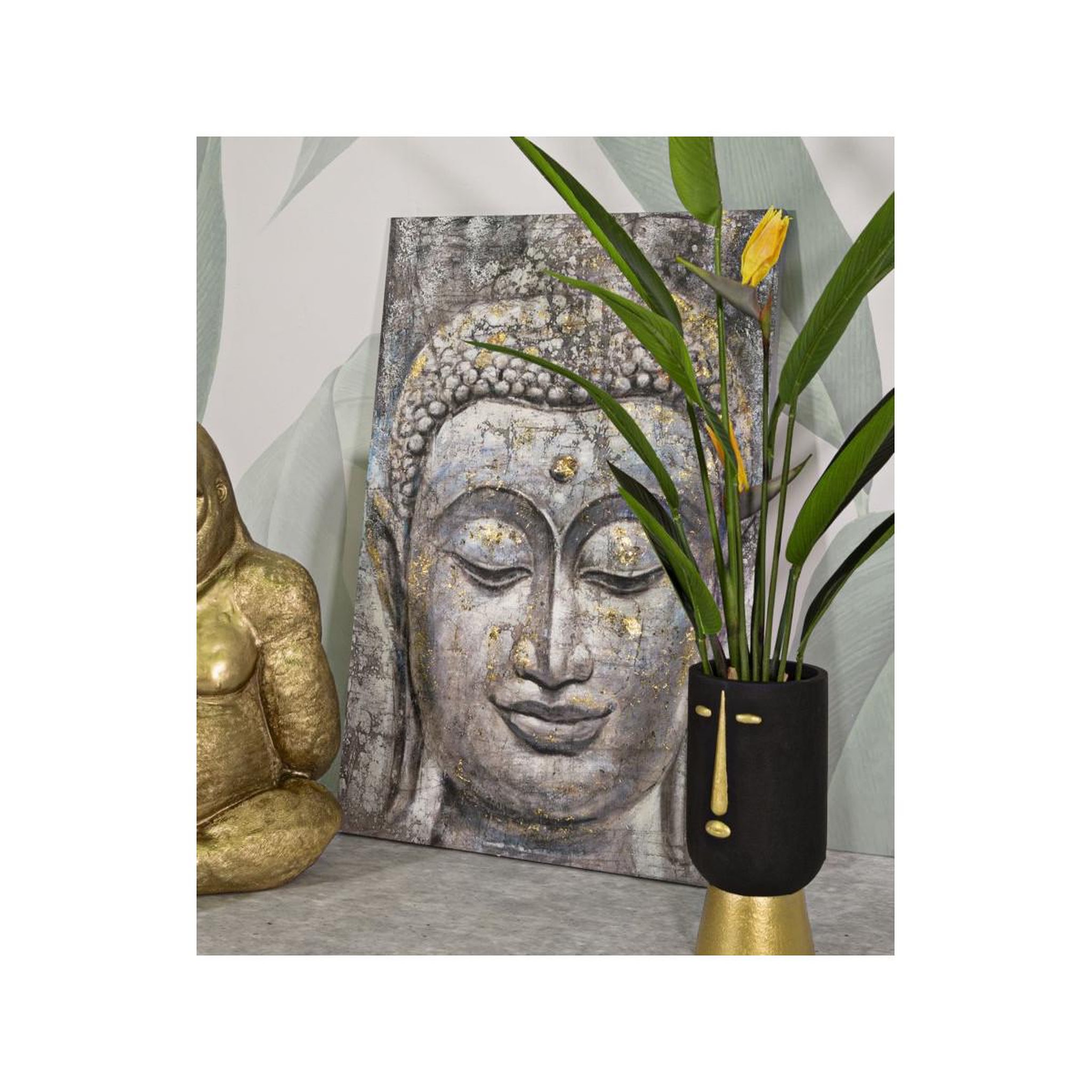 Voir la diapositive 6 : Paris Prix Toile imprimée déco  bouddha face  80x120cm multicolore