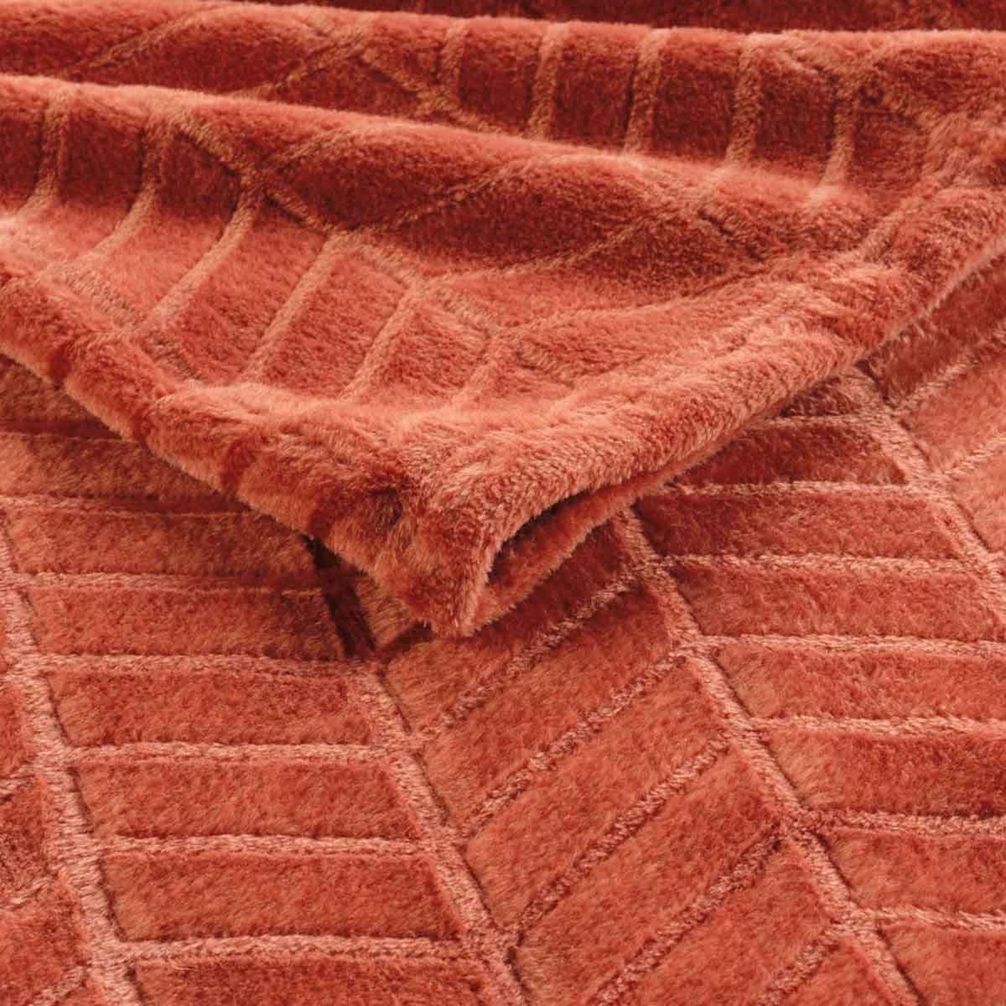 Voir la diapositive 3 : Douceur d'Intérieur Plaid flanelle uni  arya  180x220cm terracotta