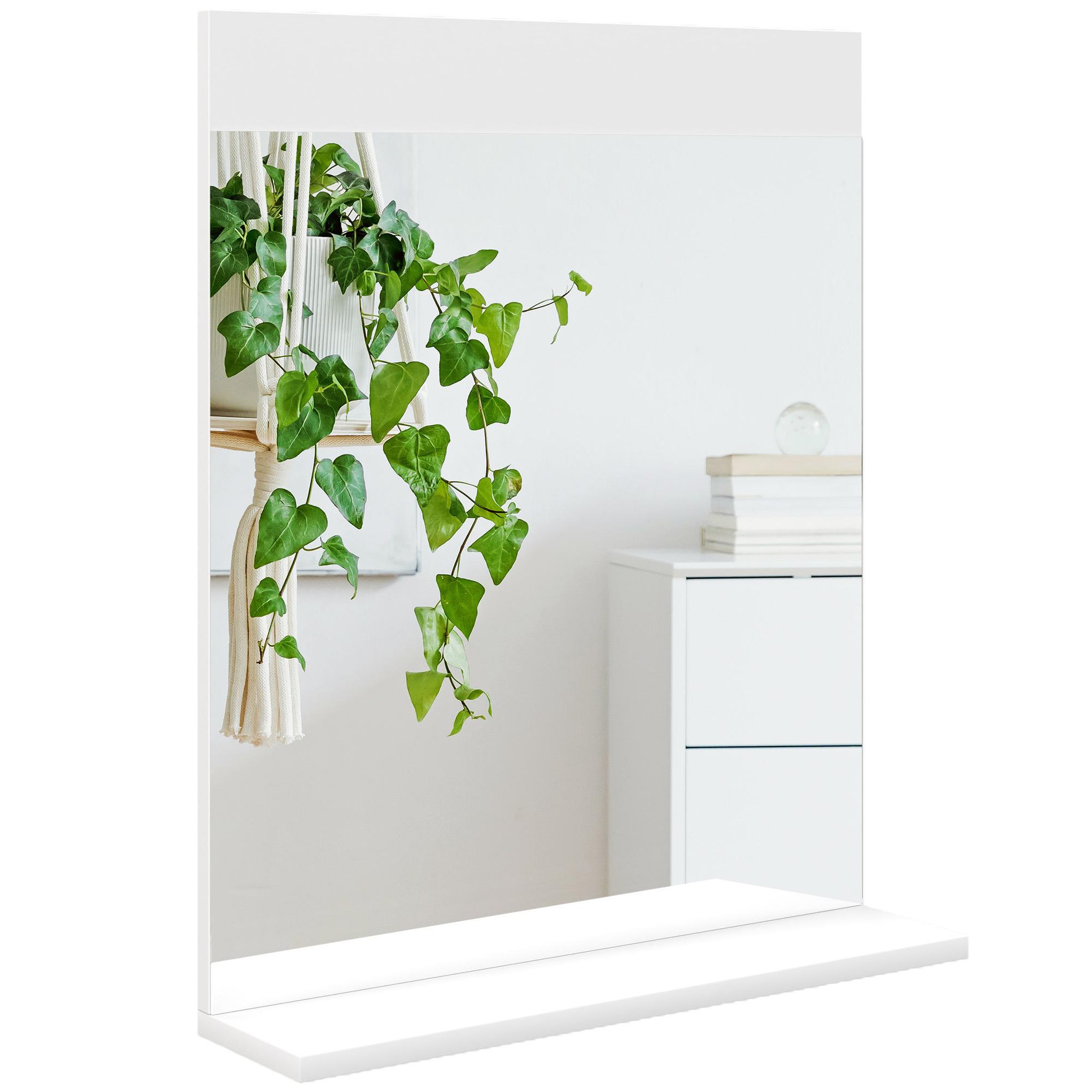 HOMCOM Miroir de salle de bain mural avec étagère intégrée - dim. 50 x 12 x 60 cm - blanc