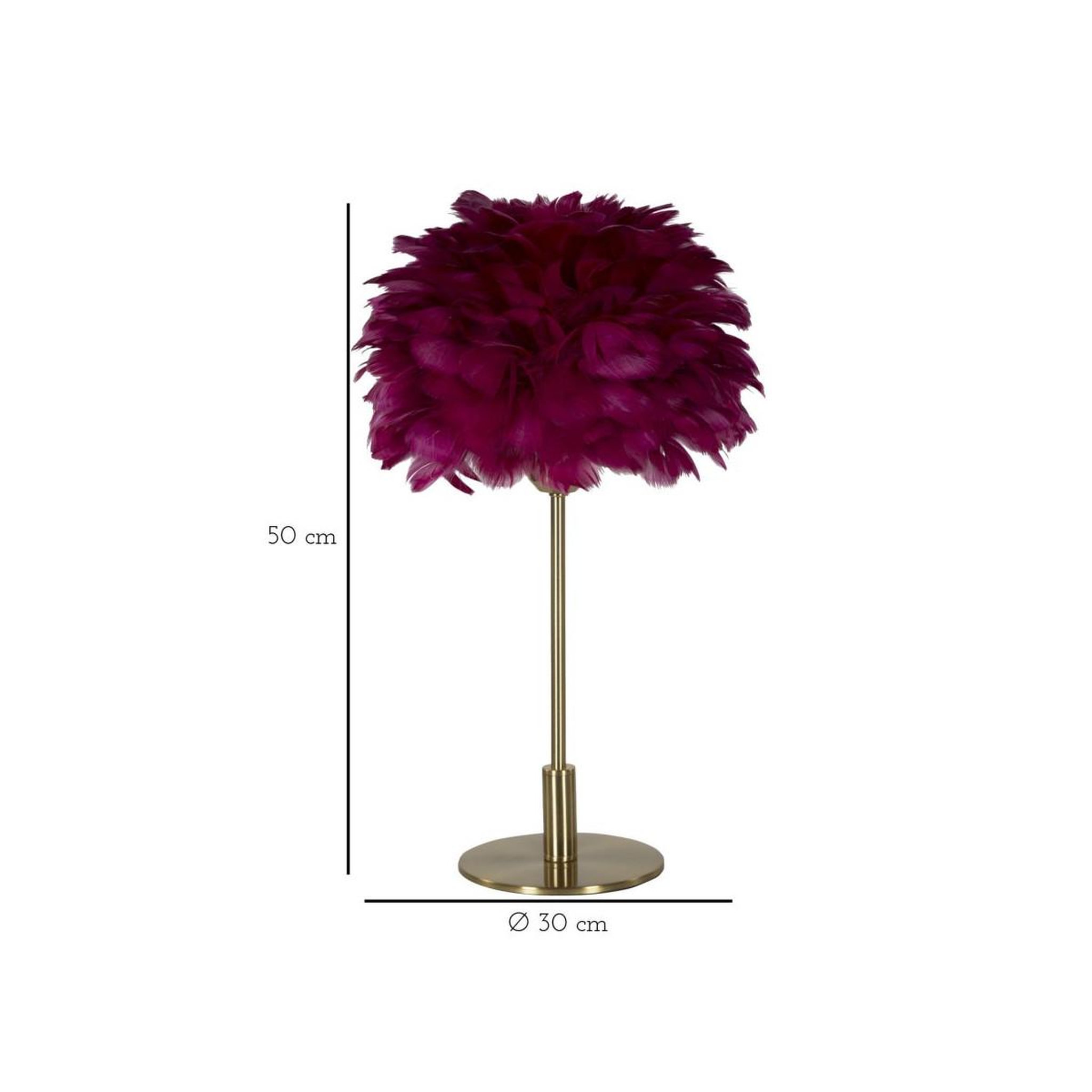 Voir la diapositive 5 : Paris Prix Lampe à poser imitation plume  ball  50cm or & bordeaux